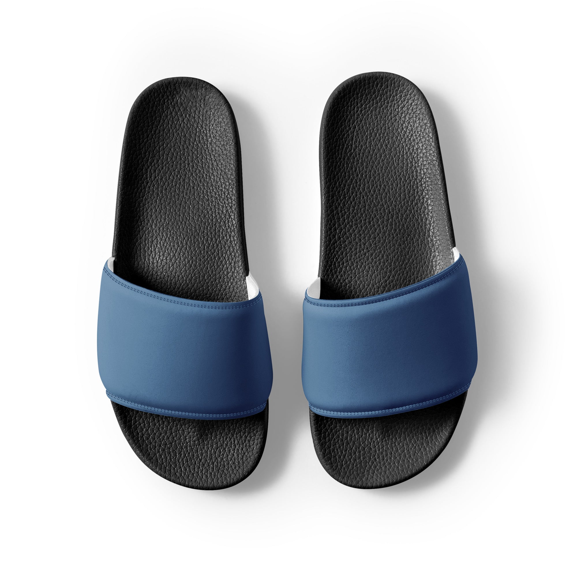 Dull Blue Color Men's Slides by Visual Verse - Image 2