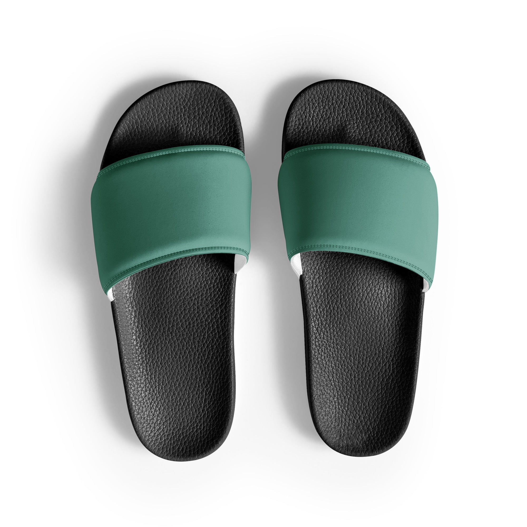 Dull Teal Color Men's Slides by Visual Verse - Image 1