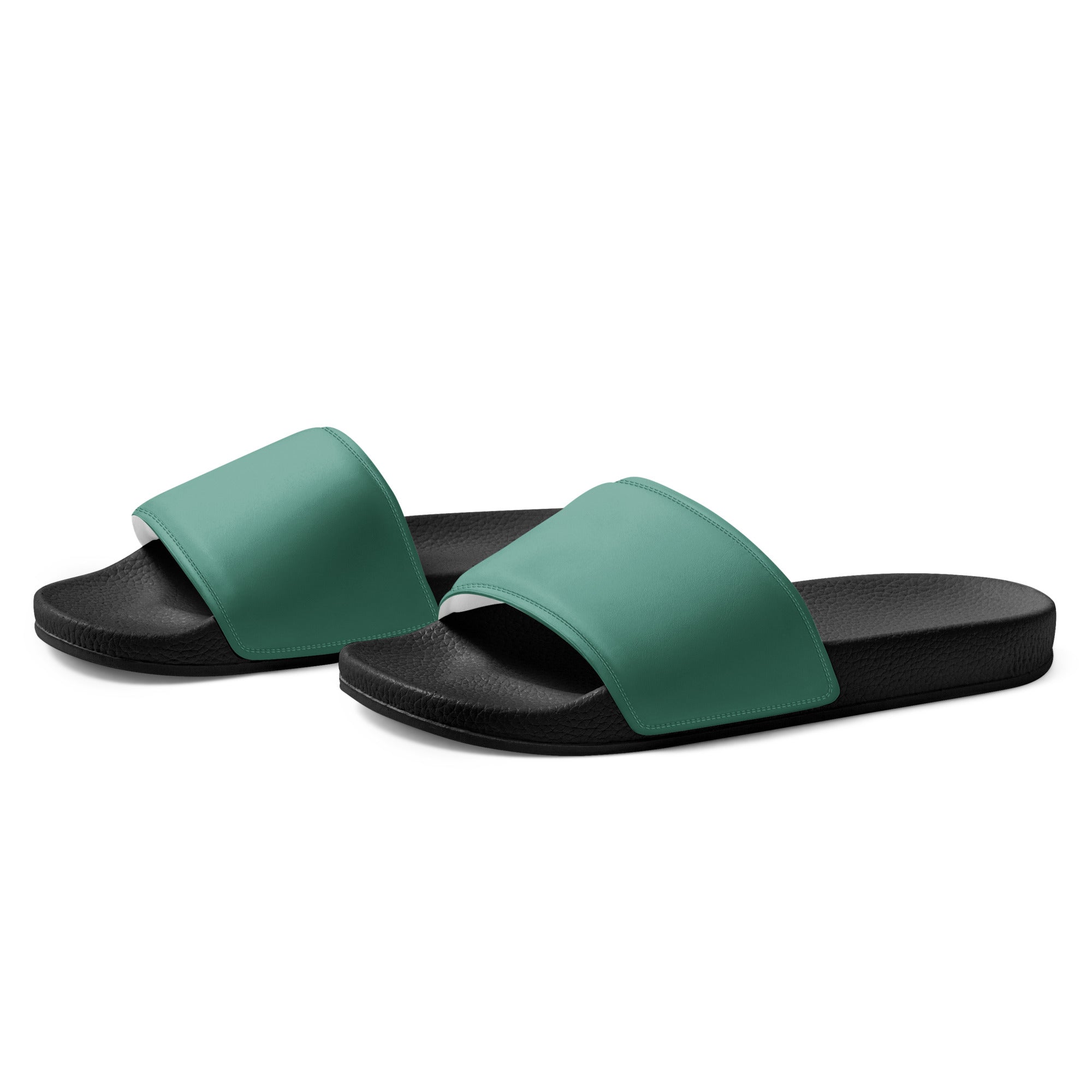 Dull Teal Color Men's Slides by Visual Verse - Image 3