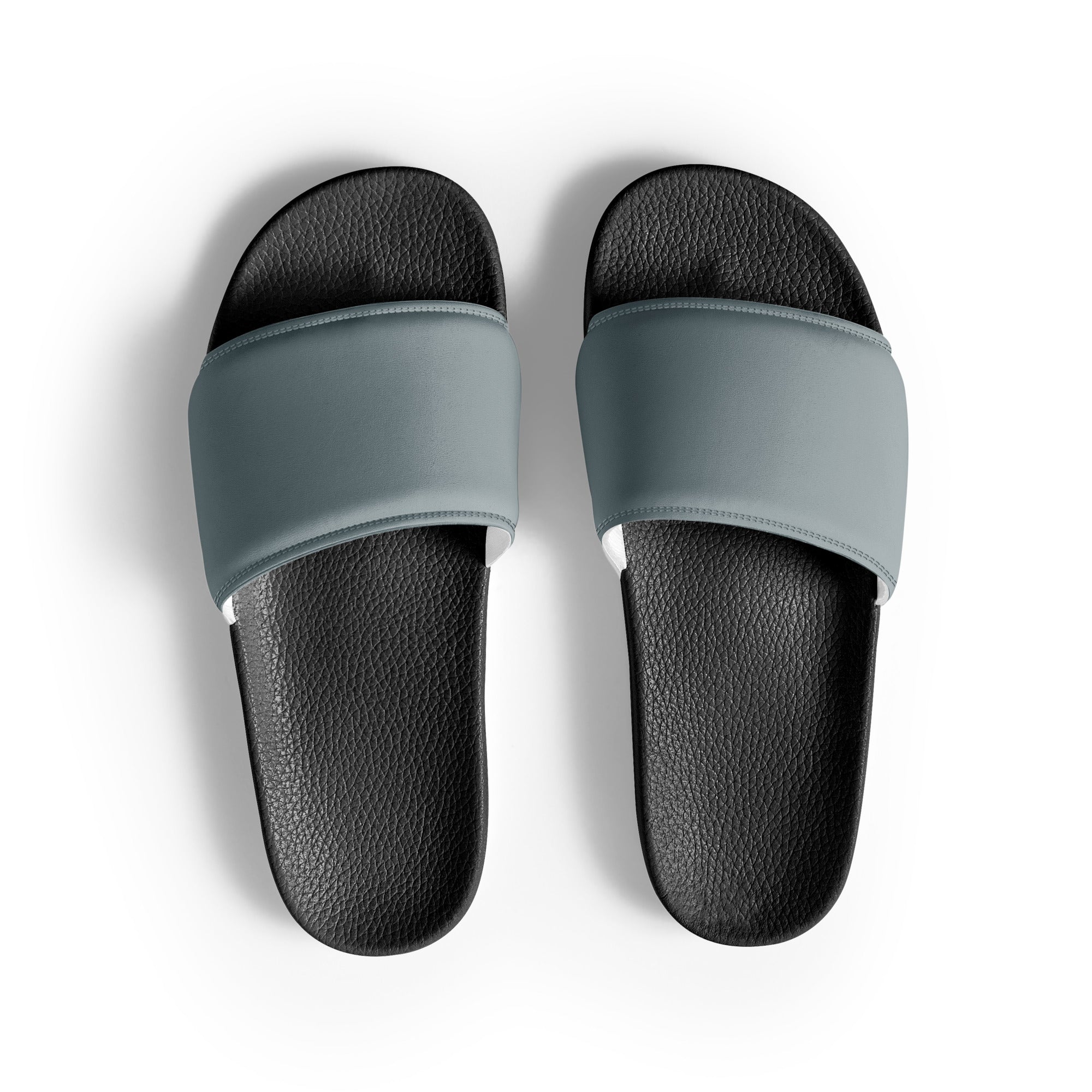 Dusted Blue Color Men's Slides by Visual Verse - Image 1