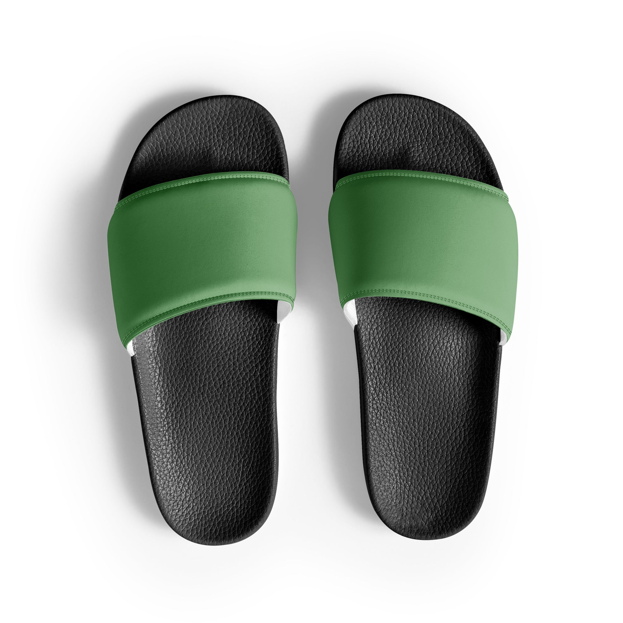 Dusty Green Color Men's Slides by Visual Verse - Image 1