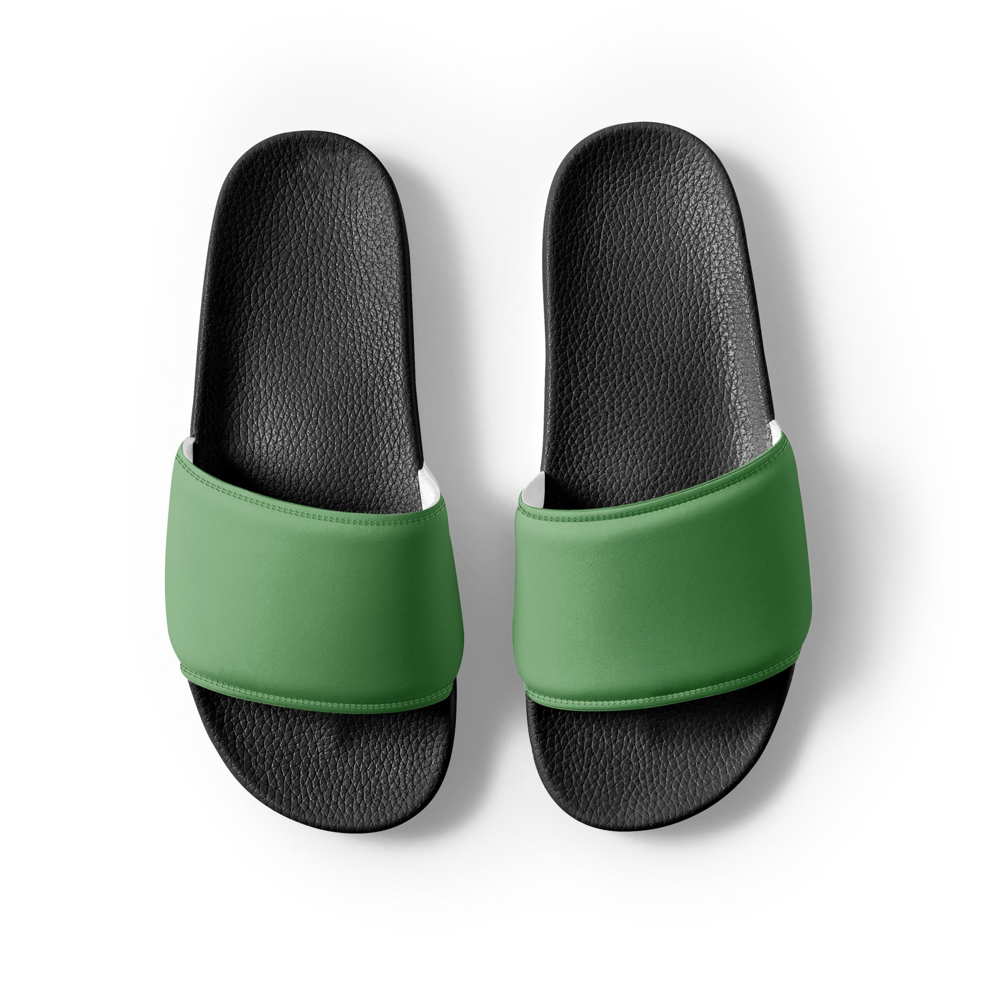 Dusty Green Color Men's Slides by Visual Verse - Image 2