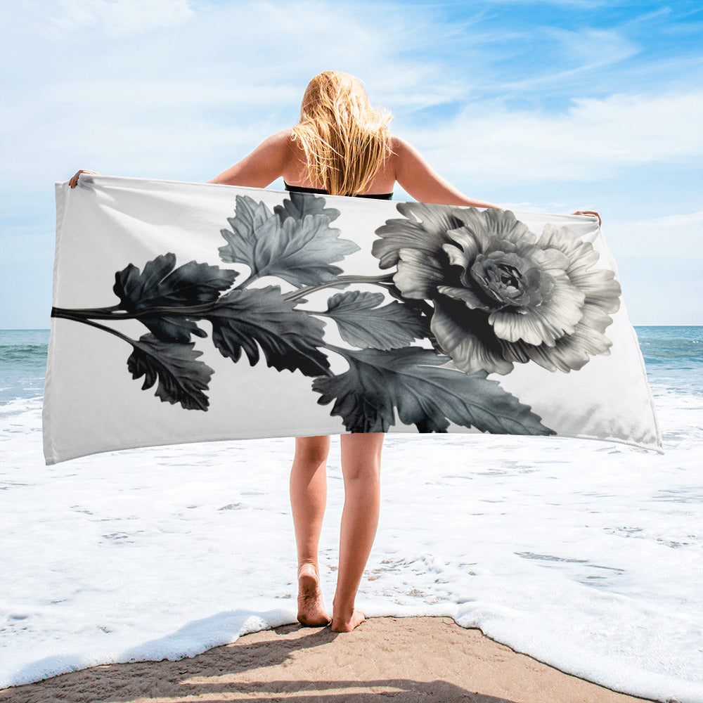 Dusty Miller Flower Beach Towel by Visual Verse - Image 2