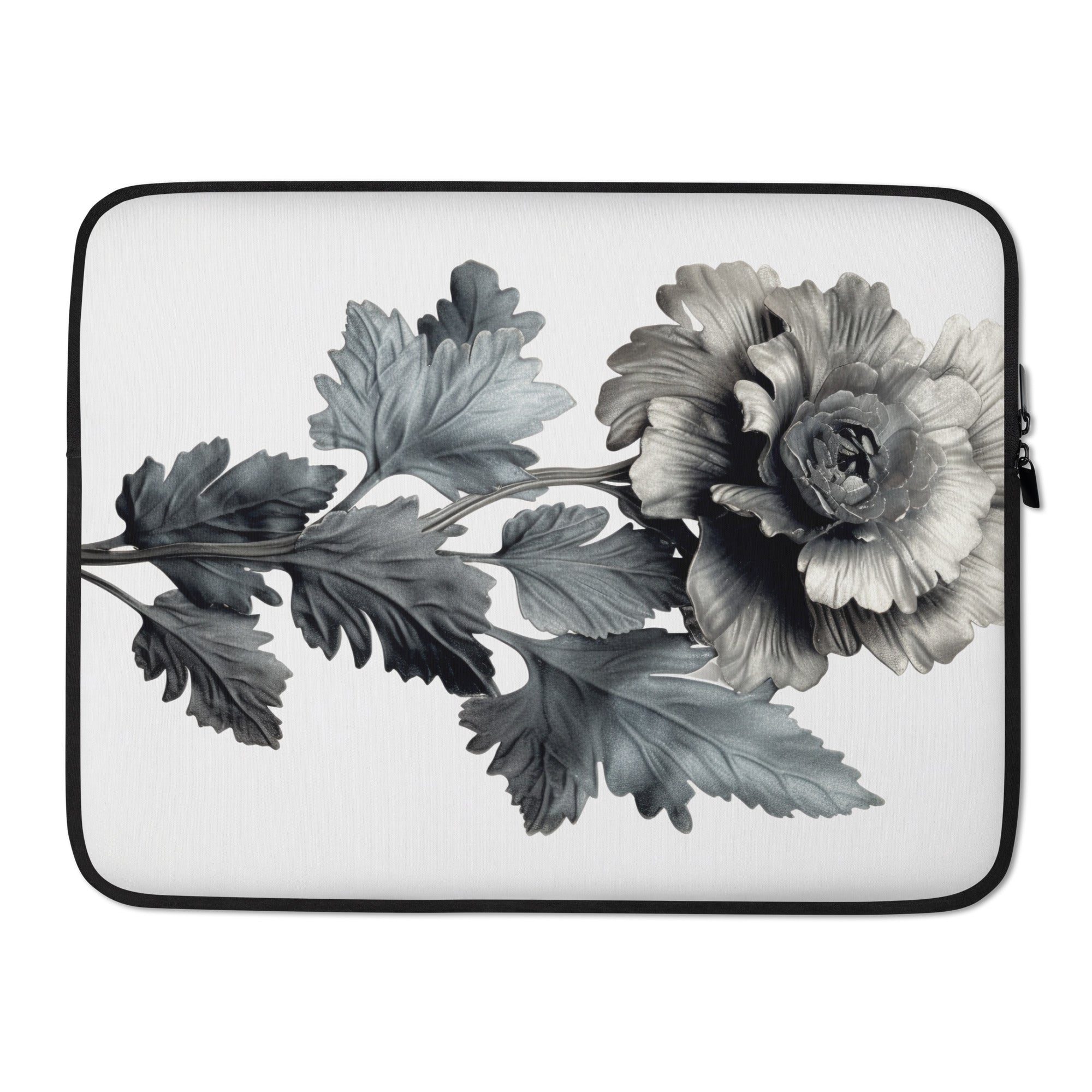 Dusty Miller Flower Laptop Sleeve by Visual Verse - Image 1