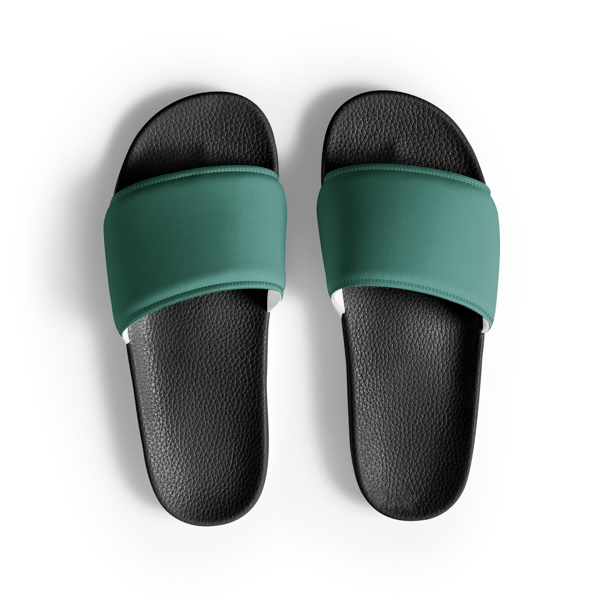 Dusty Teal Color Men's Slides by Visual Verse - Image 1