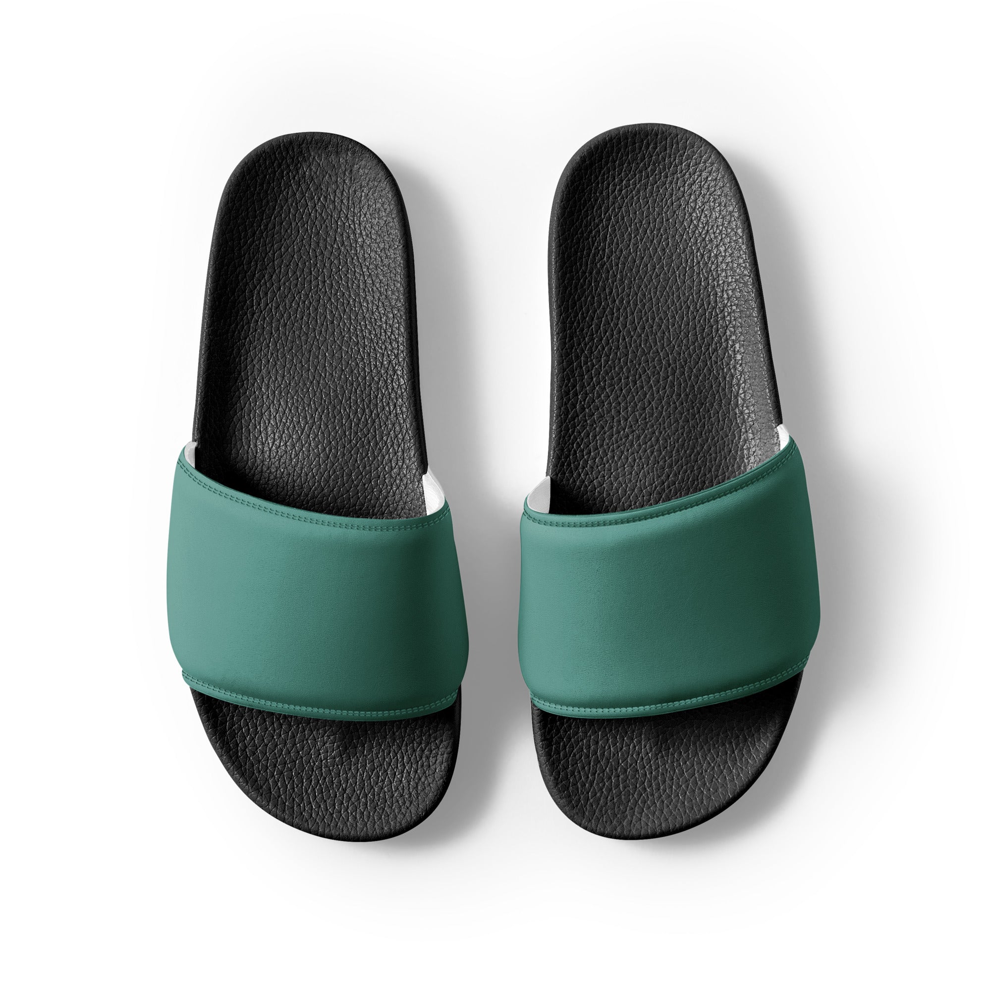 Dusty Teal Color Men's Slides by Visual Verse - Image 2