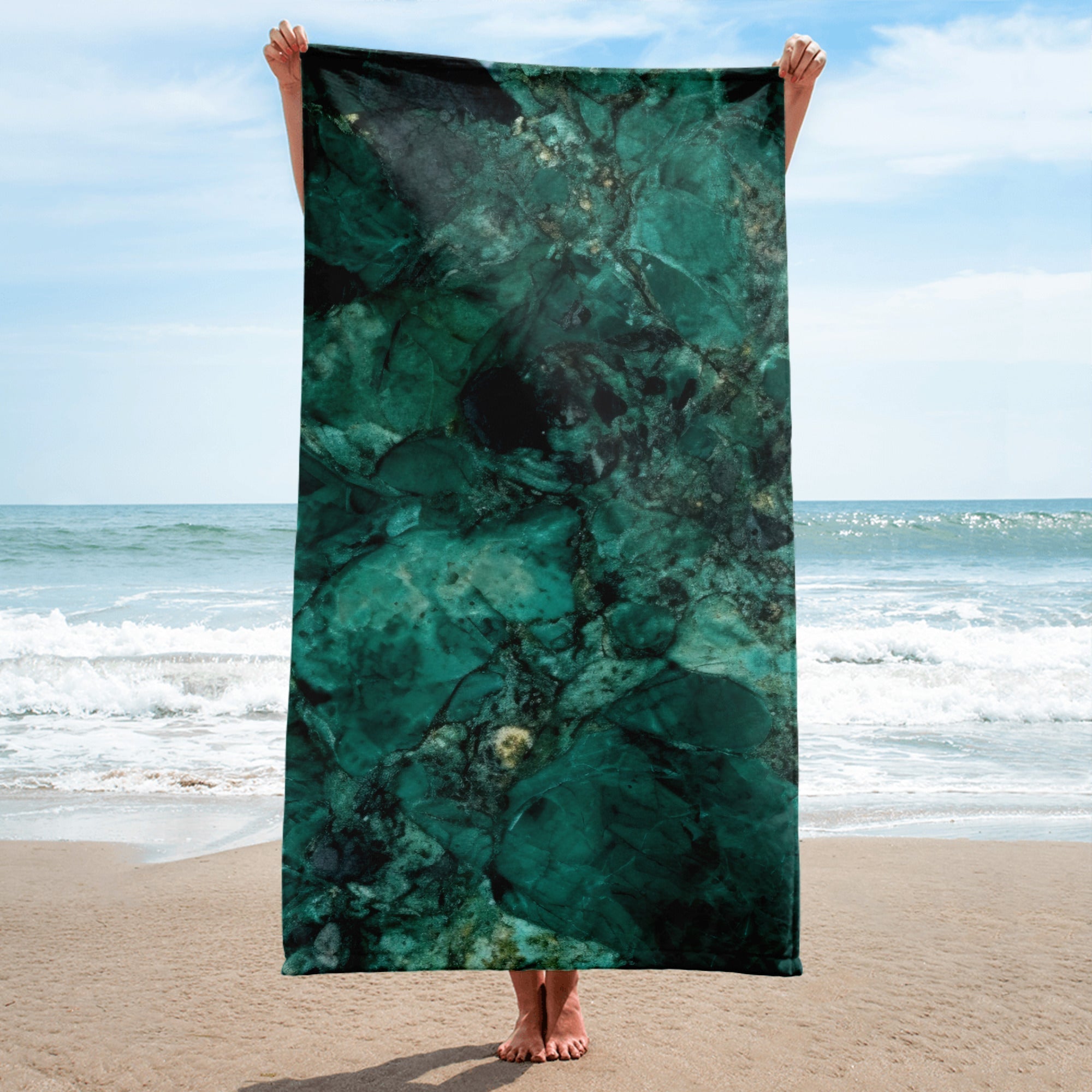 Emerald Pearl Beach Towel by Visual Verse - Image 1