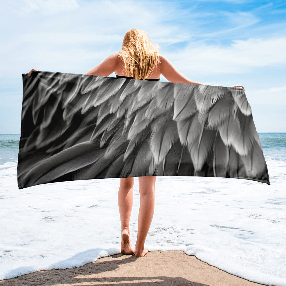 Emperor Penguin Feather Beach Towel by Visual Verse - Image 2