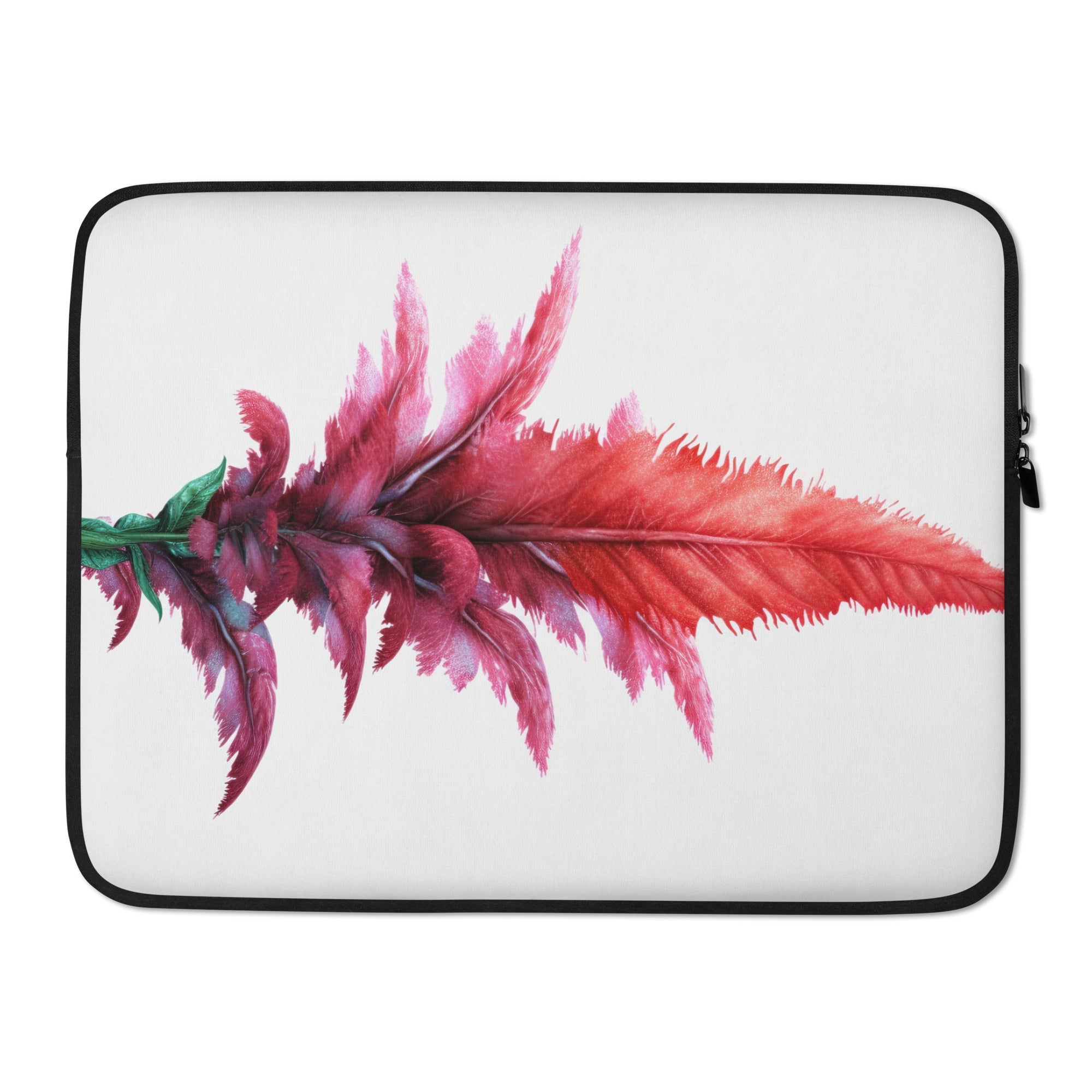 Feathered Amaranth Flower Laptop Sleeve by Visual Verse - Image 1