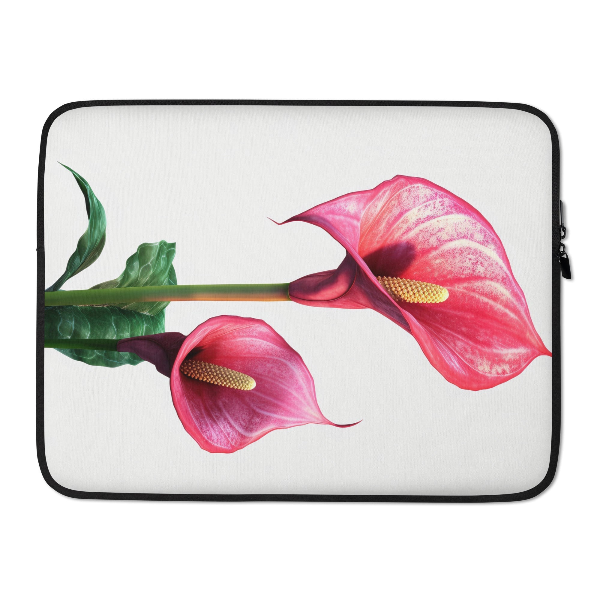 Flamingo Flower Laptop Sleeve by Visual Verse - Image 1