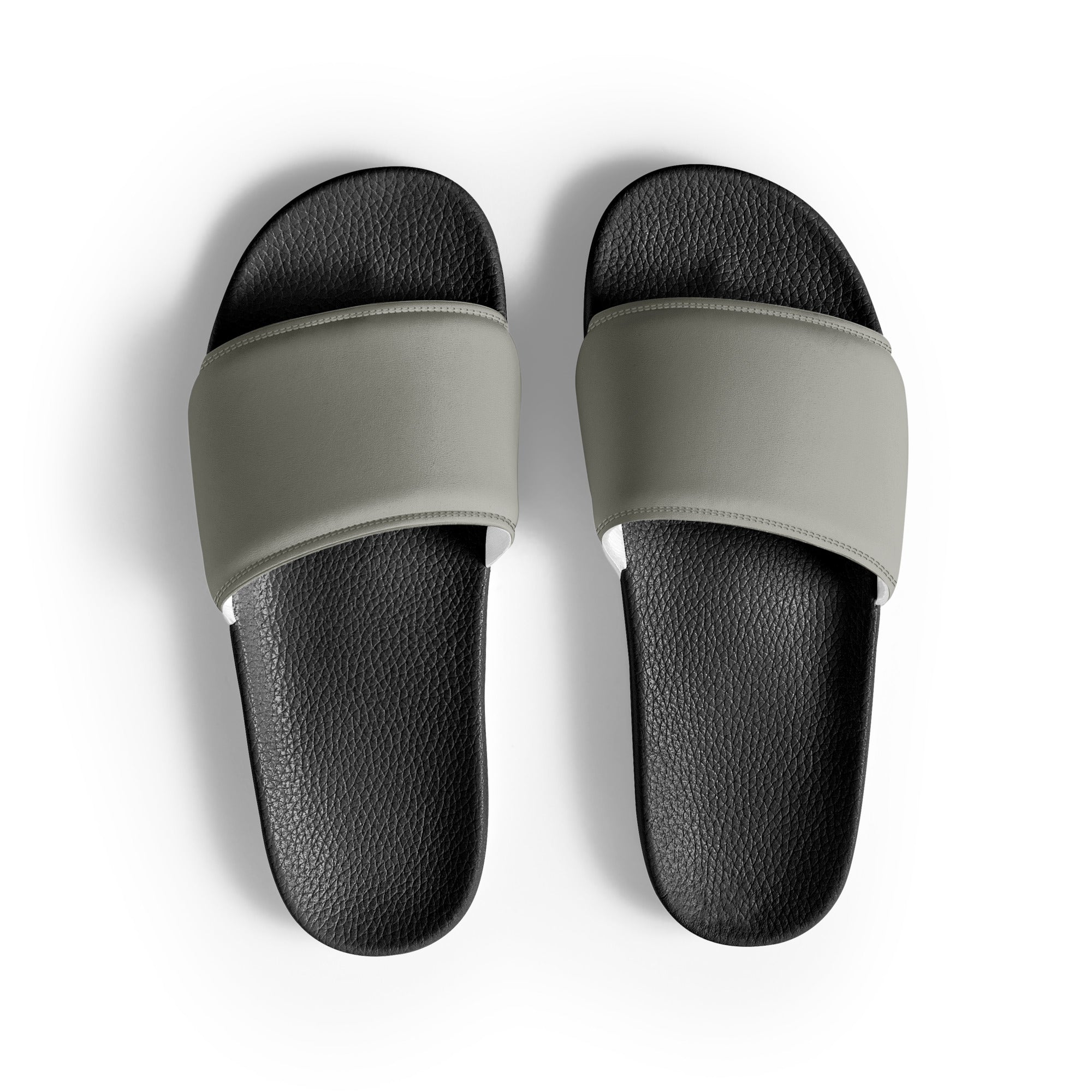 Foggy Gray Color Men's Slides by Visual Verse - Image 1