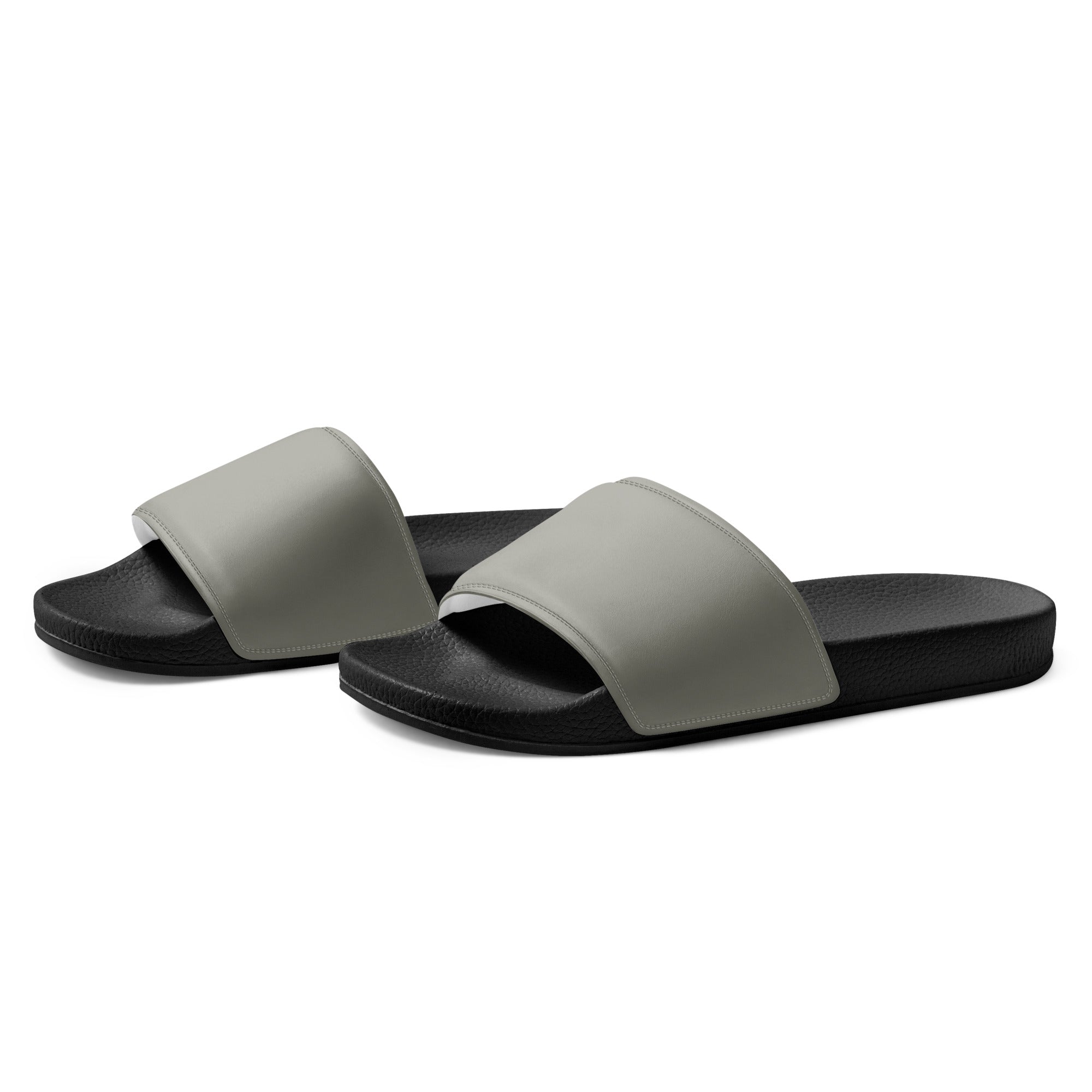 Foggy Gray Color Men's Slides by Visual Verse - Image 3