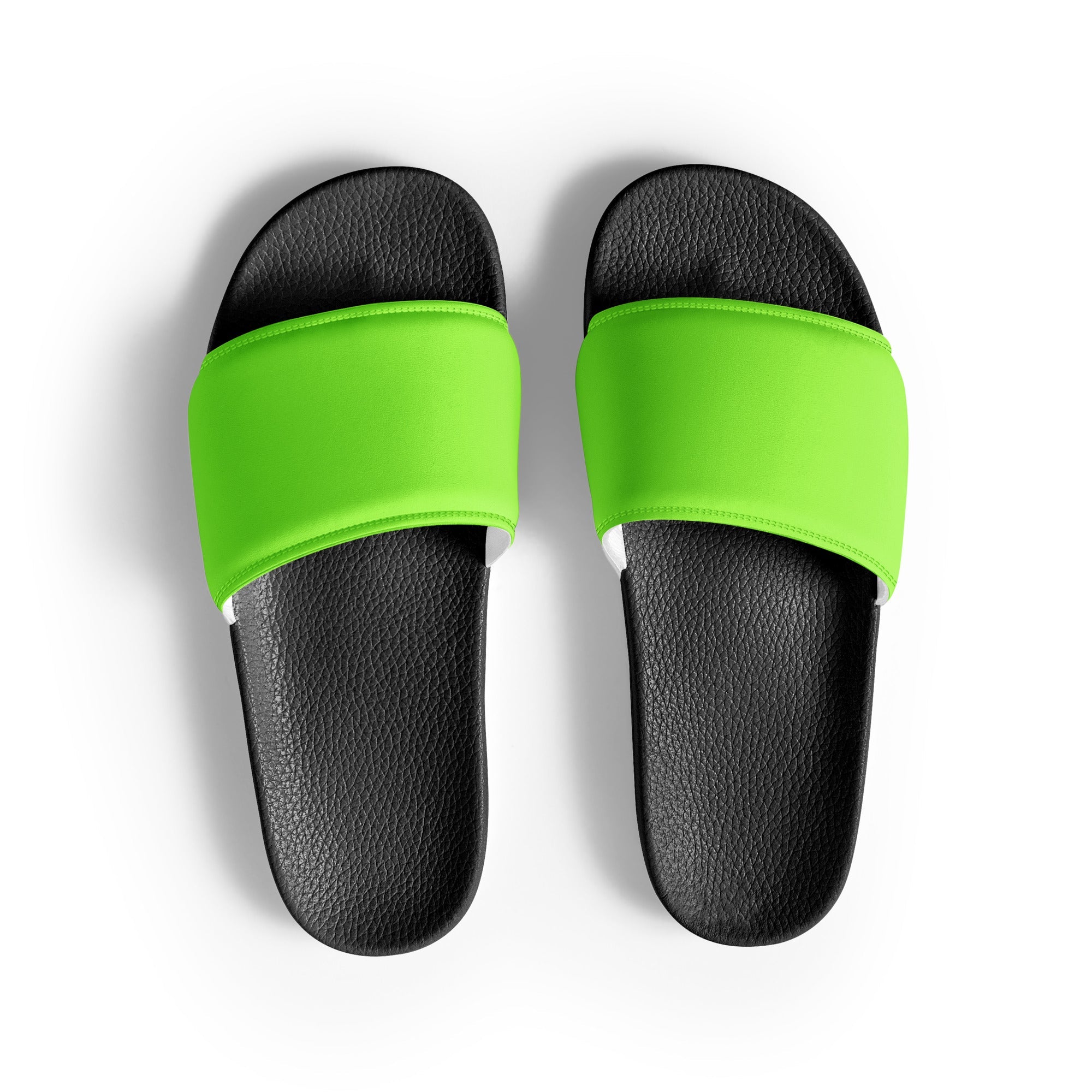 French Lime Color Men's Slides by Visual Verse - Image 1