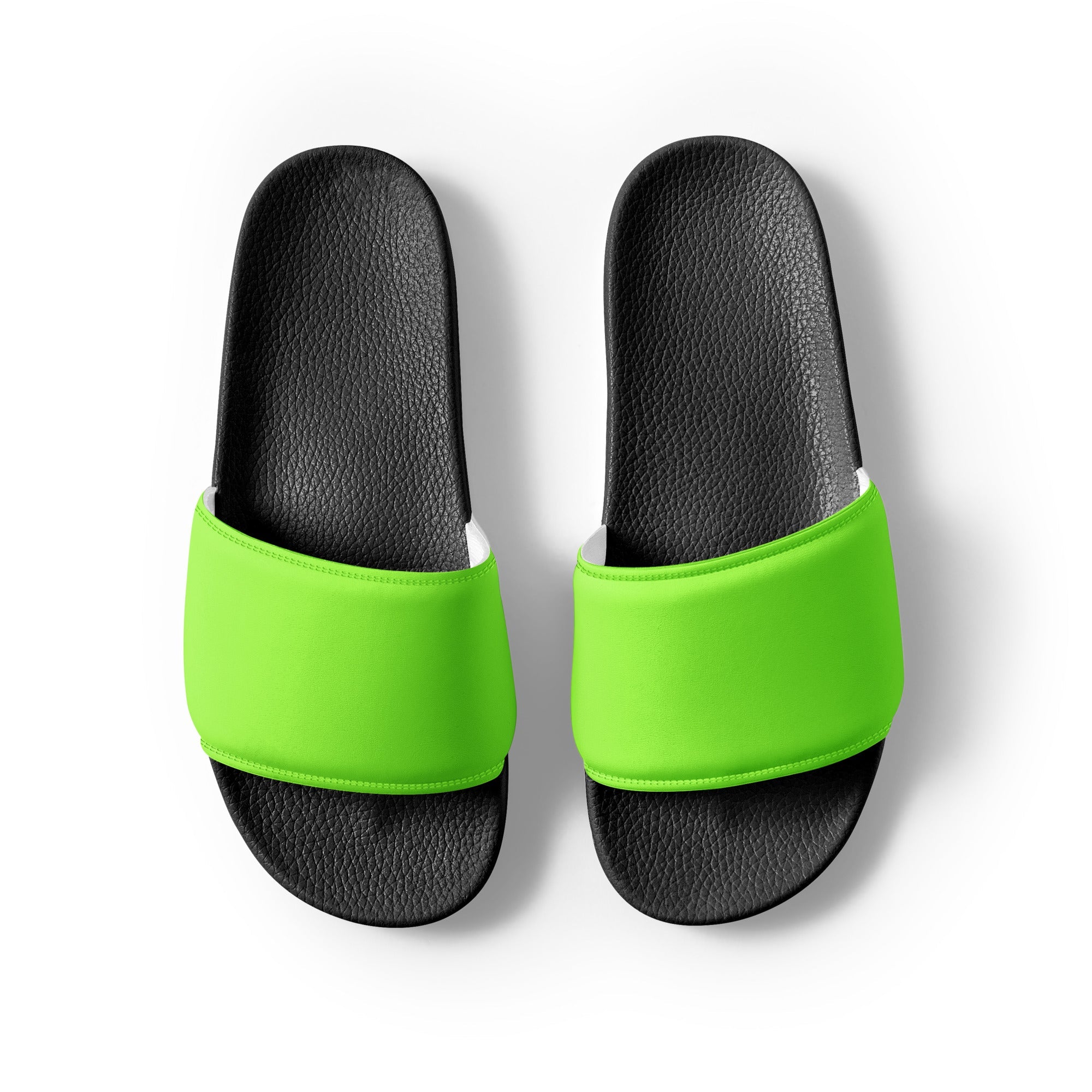 French Lime Color Men's Slides by Visual Verse - Image 2