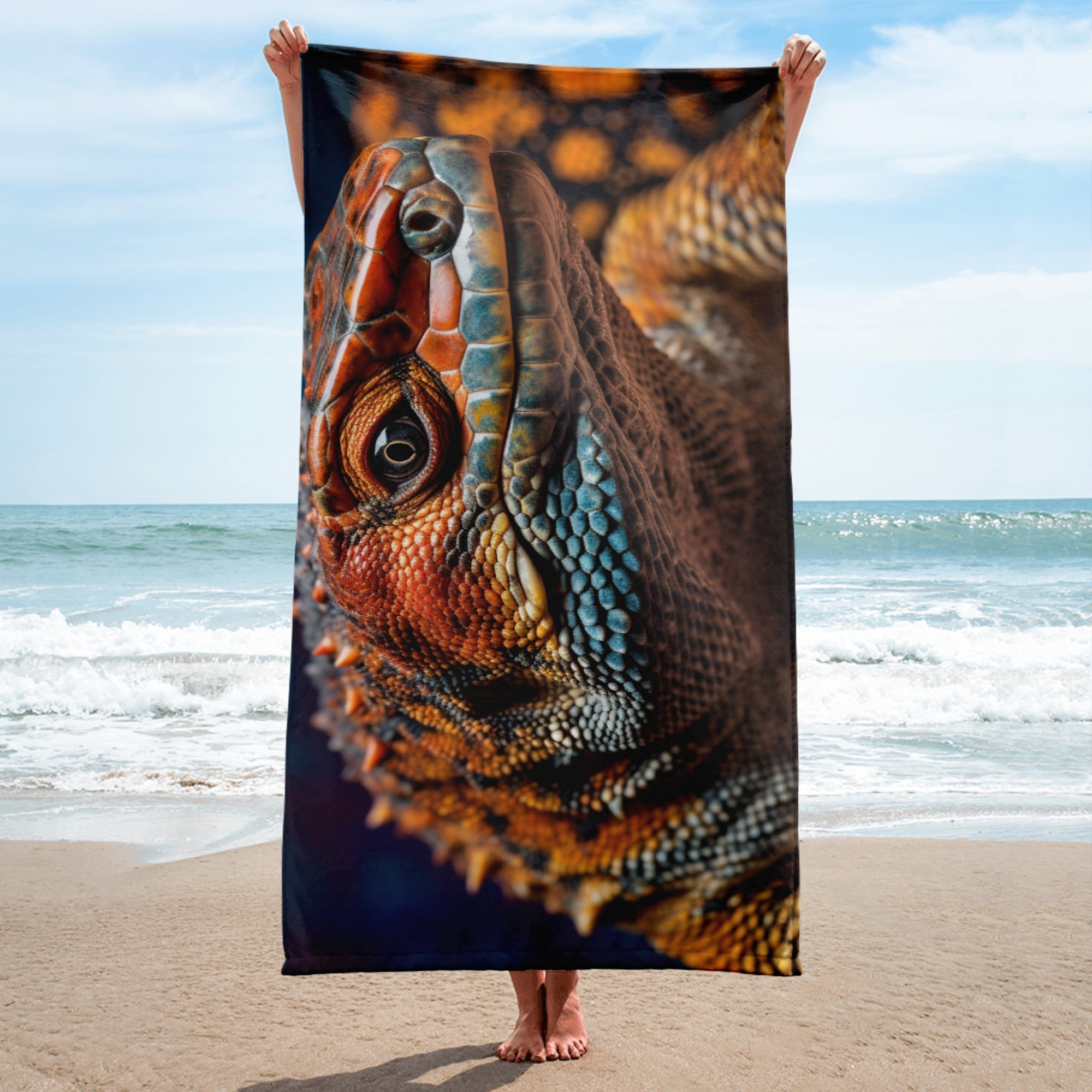 Gila Monster Textured Beach Towel by Visual Verse - Image 1