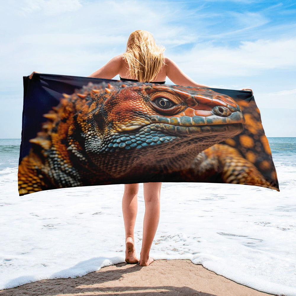 Gila Monster Textured Beach Towel by Visual Verse - Image 2