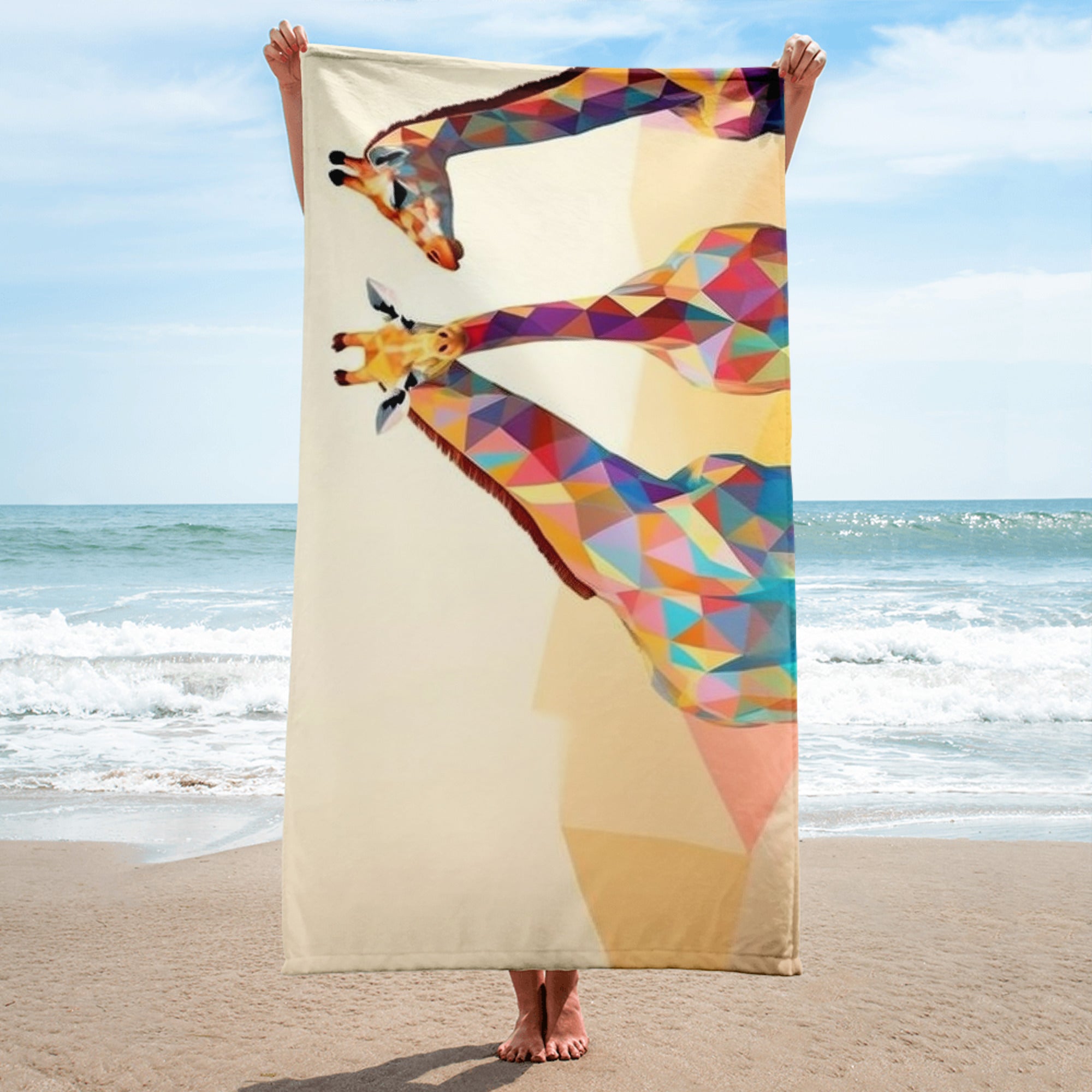 Giraffe Beach Towel by Visual Verse - Image 1