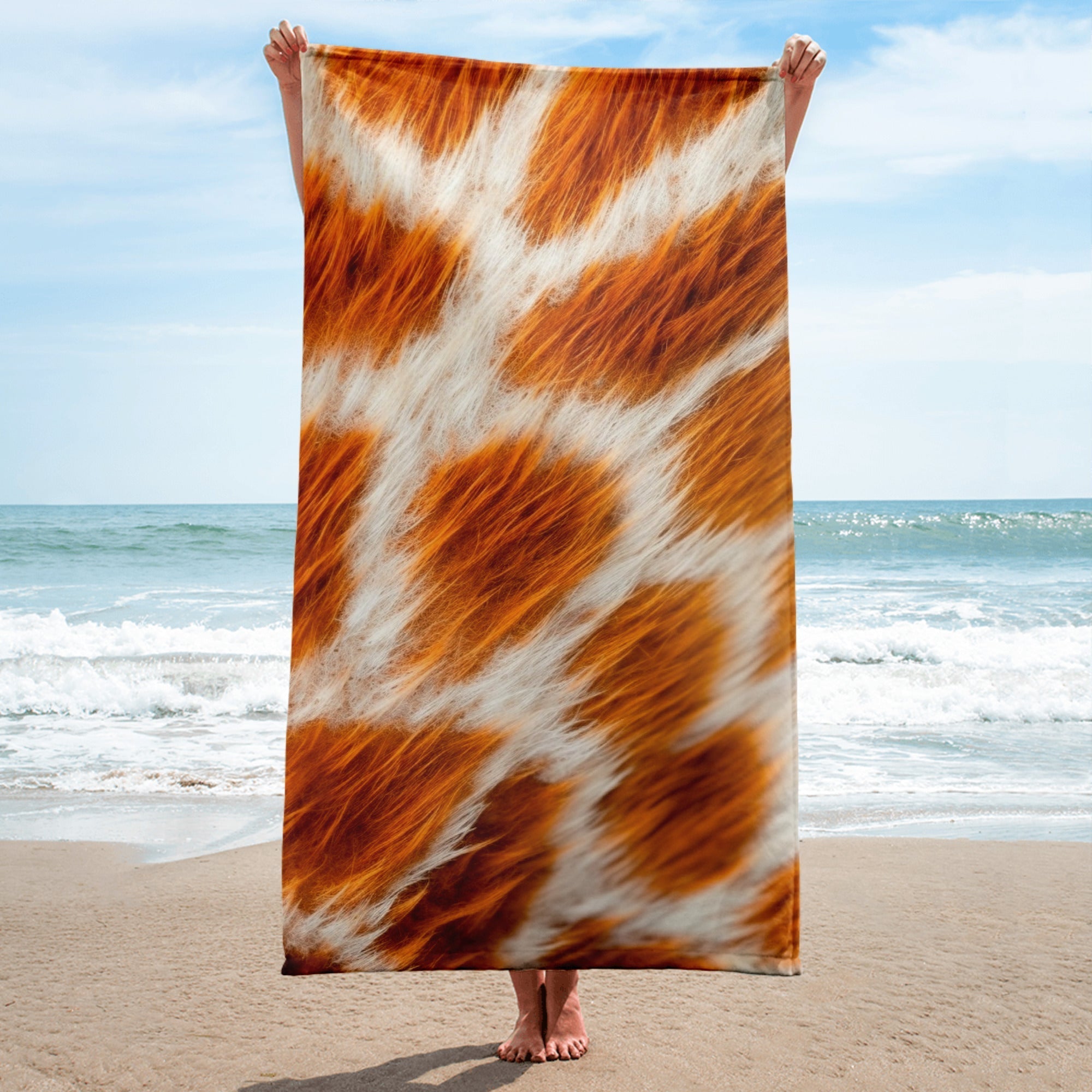 Giraffe Spots Beach Towel by Visual Verse - Image 1