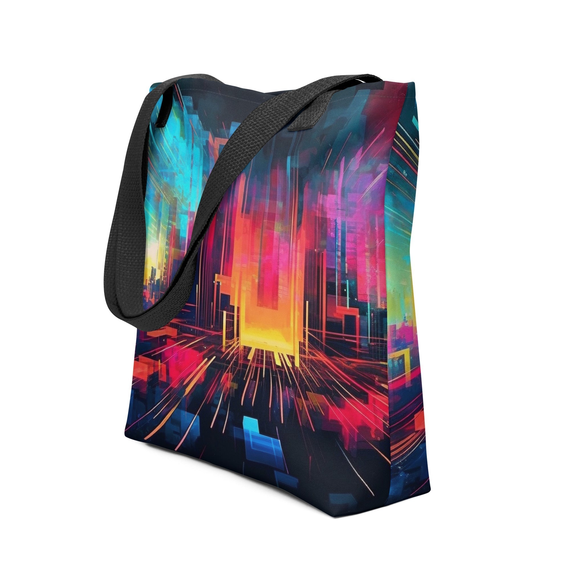 Glitch Tote Bag: Digital Creation by Visual Verse - Image 1