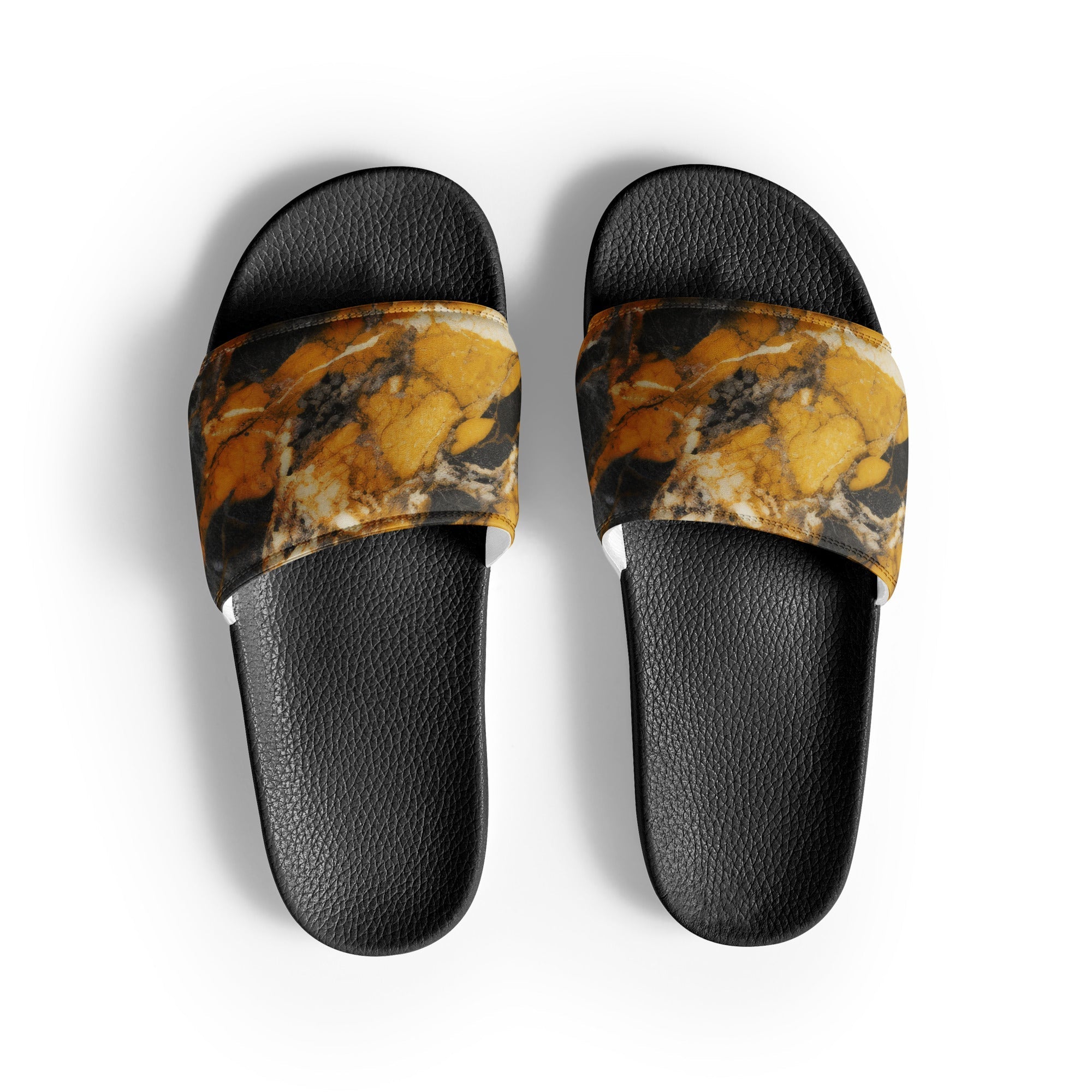 Gold Black Granite Men's Slides by Visual Verse - Image 1