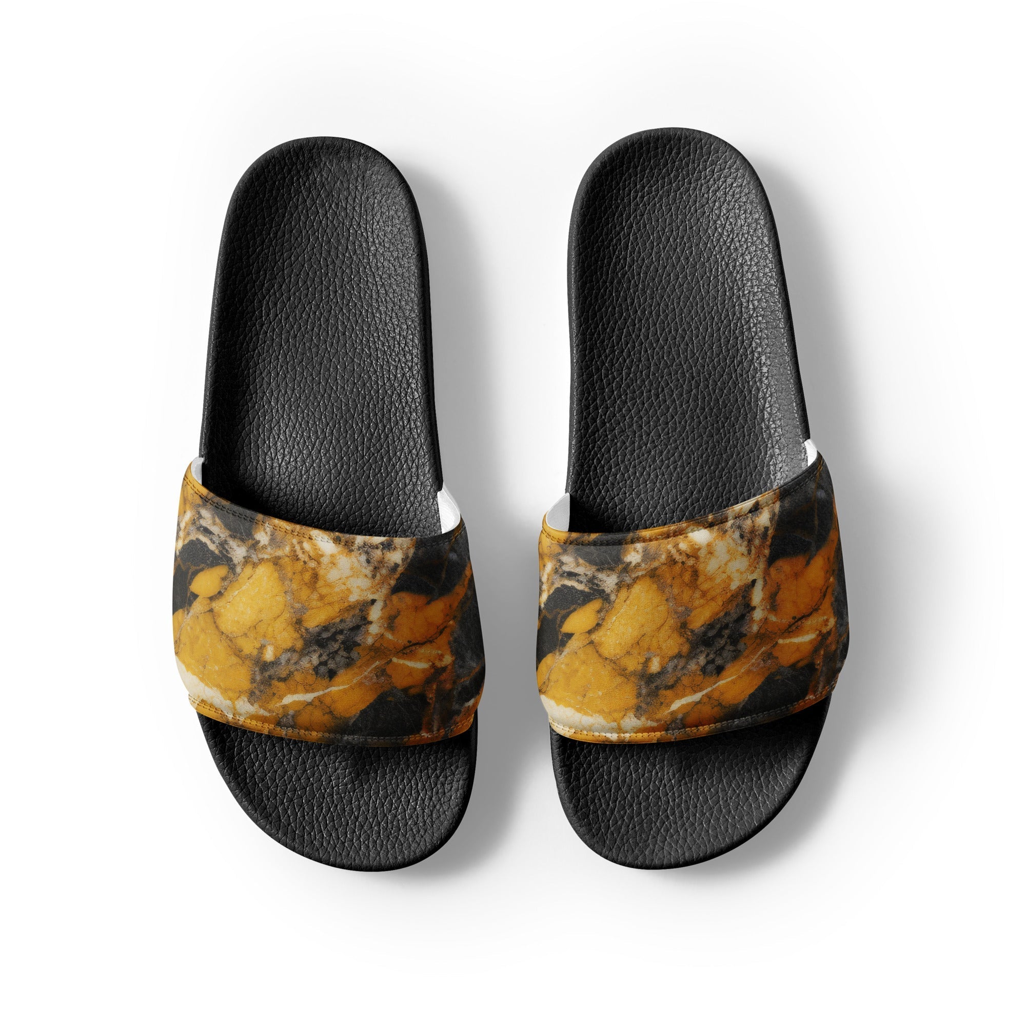 Gold Black Granite Men's Slides by Visual Verse - Image 2