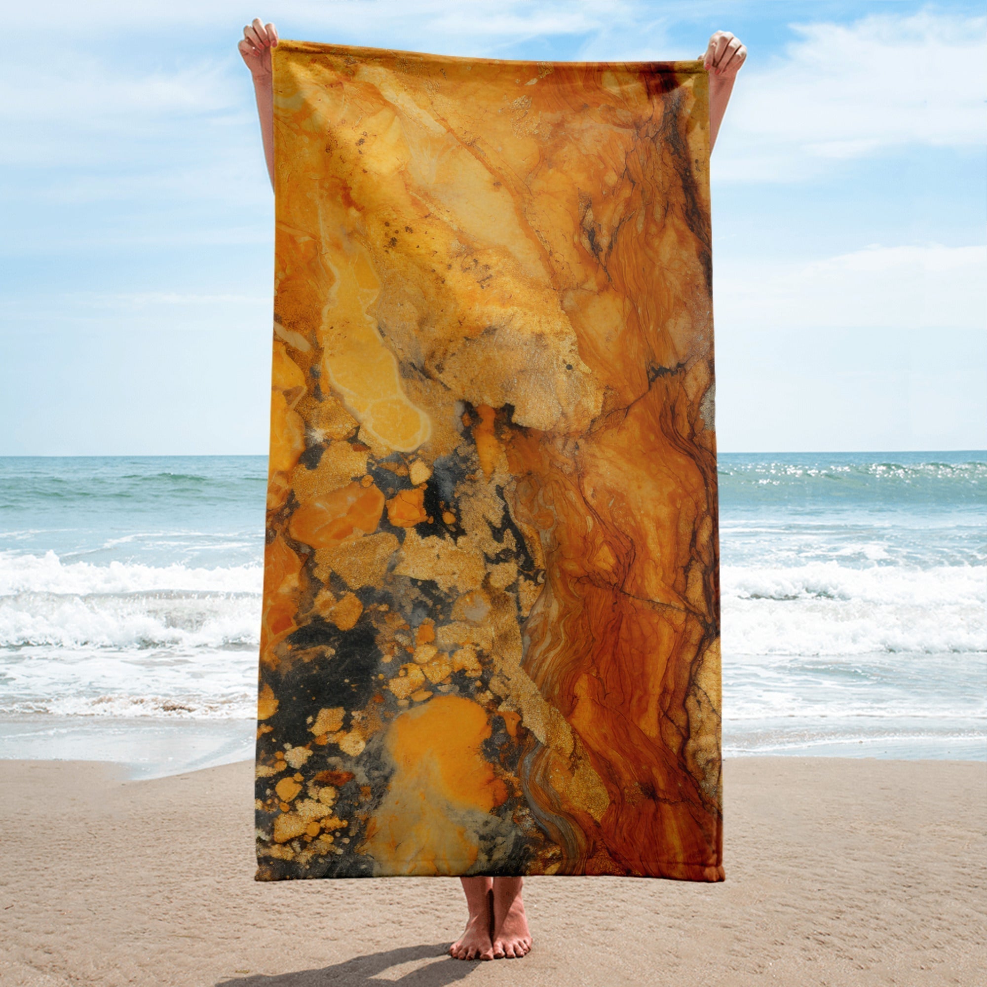 Golden Beach Beach Towel by Visual Verse - Image 1