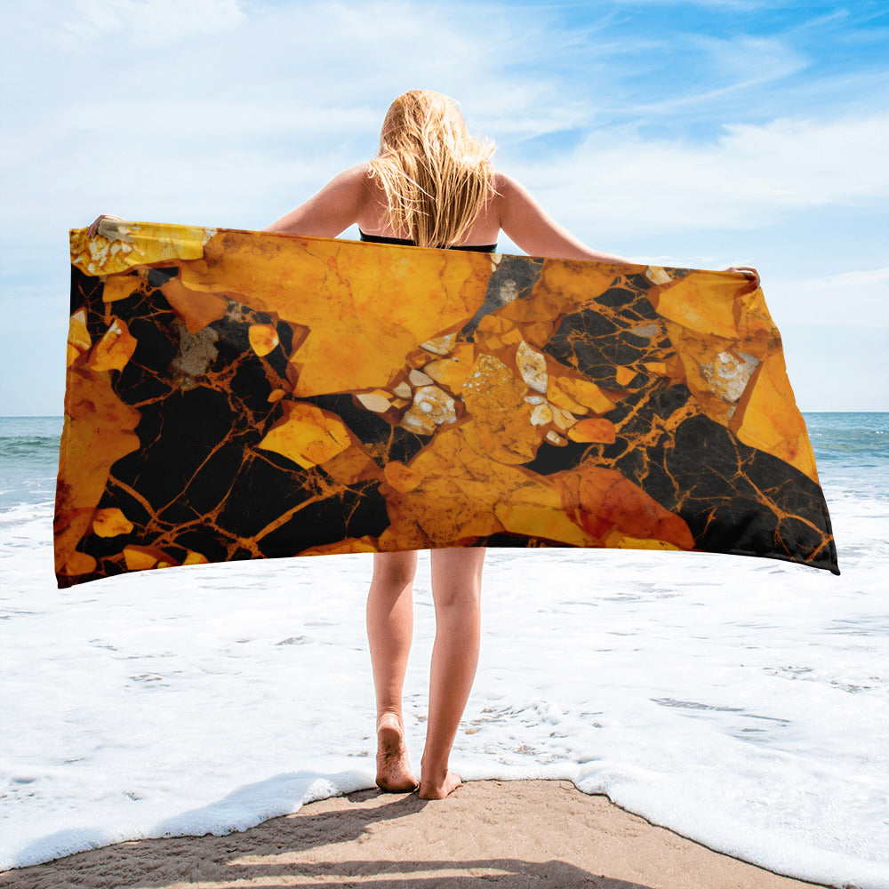 Golden Blossom Beach Towel by Visual Verse - Image 2