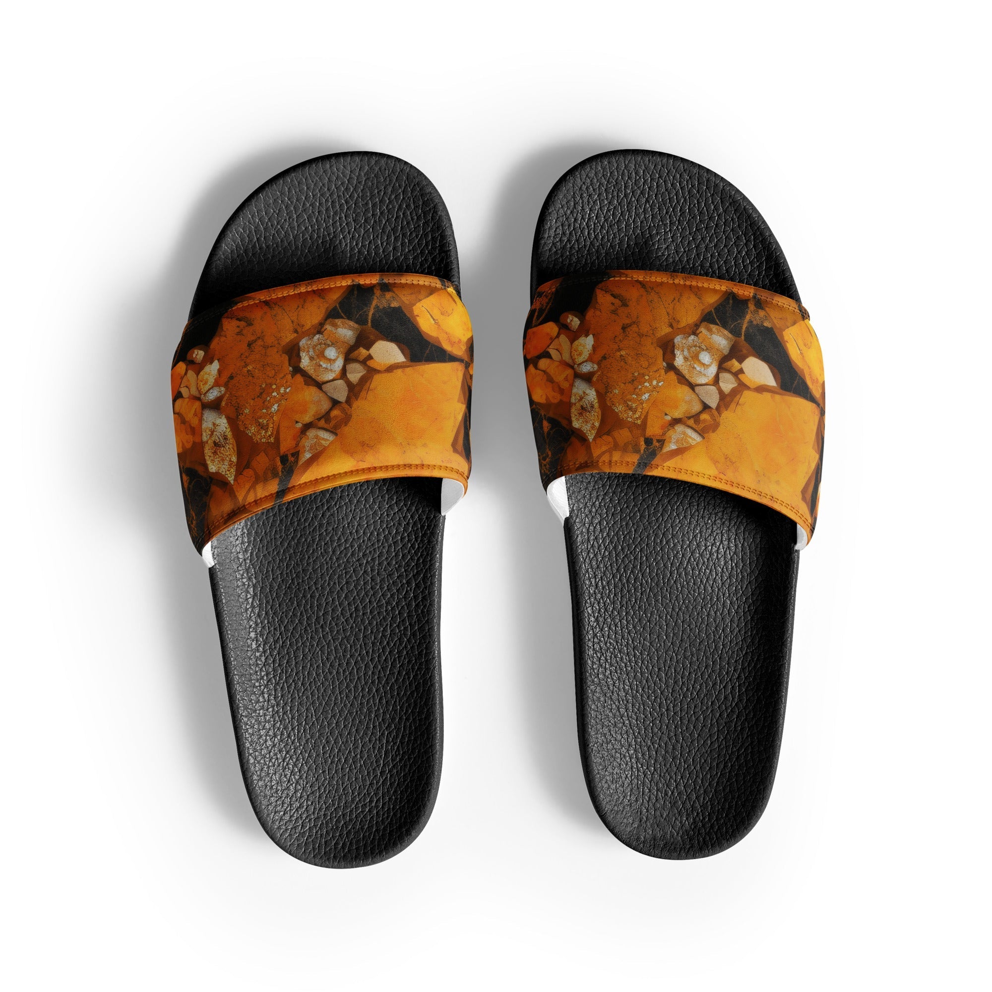 Golden Blossom Men's Slides by Visual Verse - Image 1