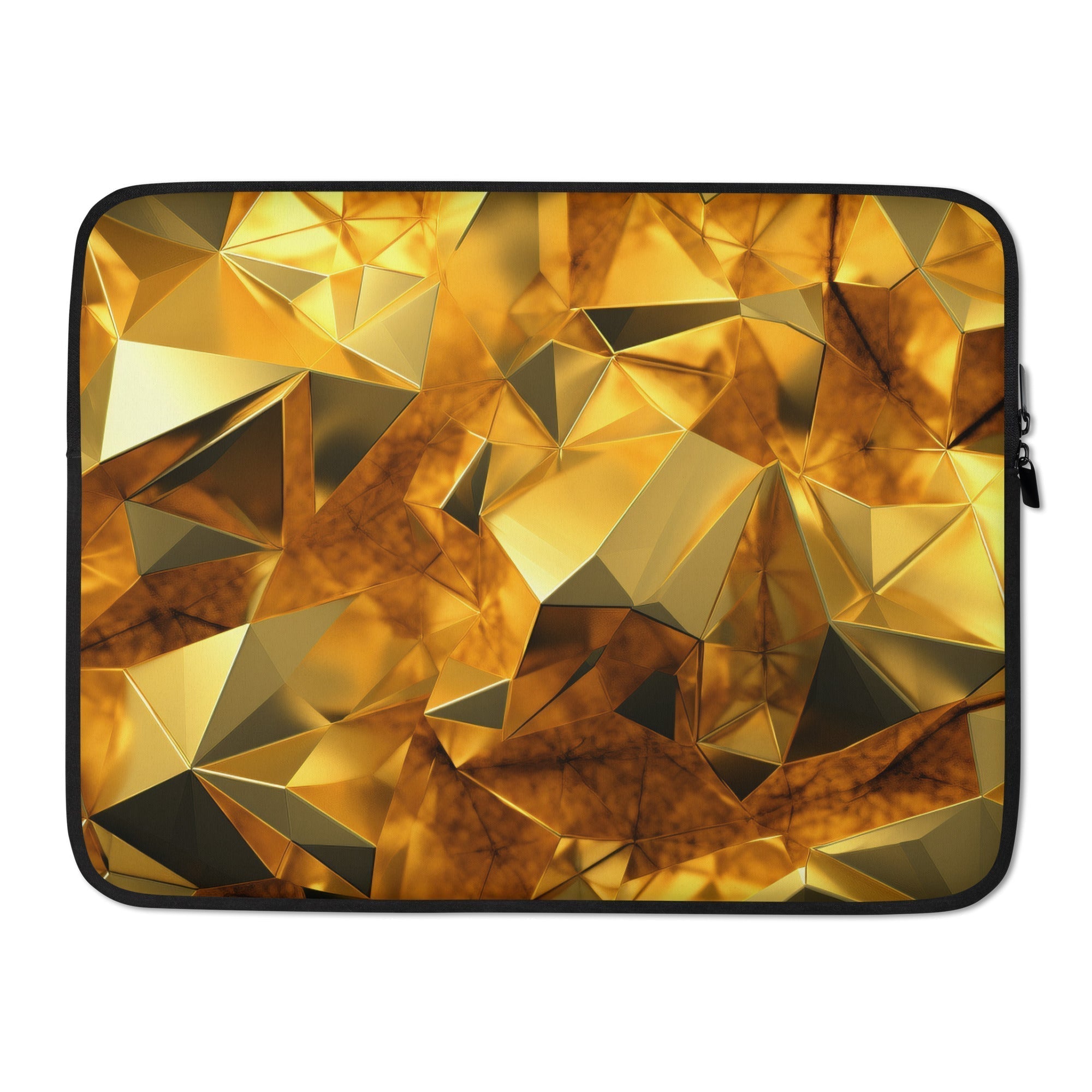 Golden Brushstrokes Laptop Sleeve by Visual Verse - Image 1