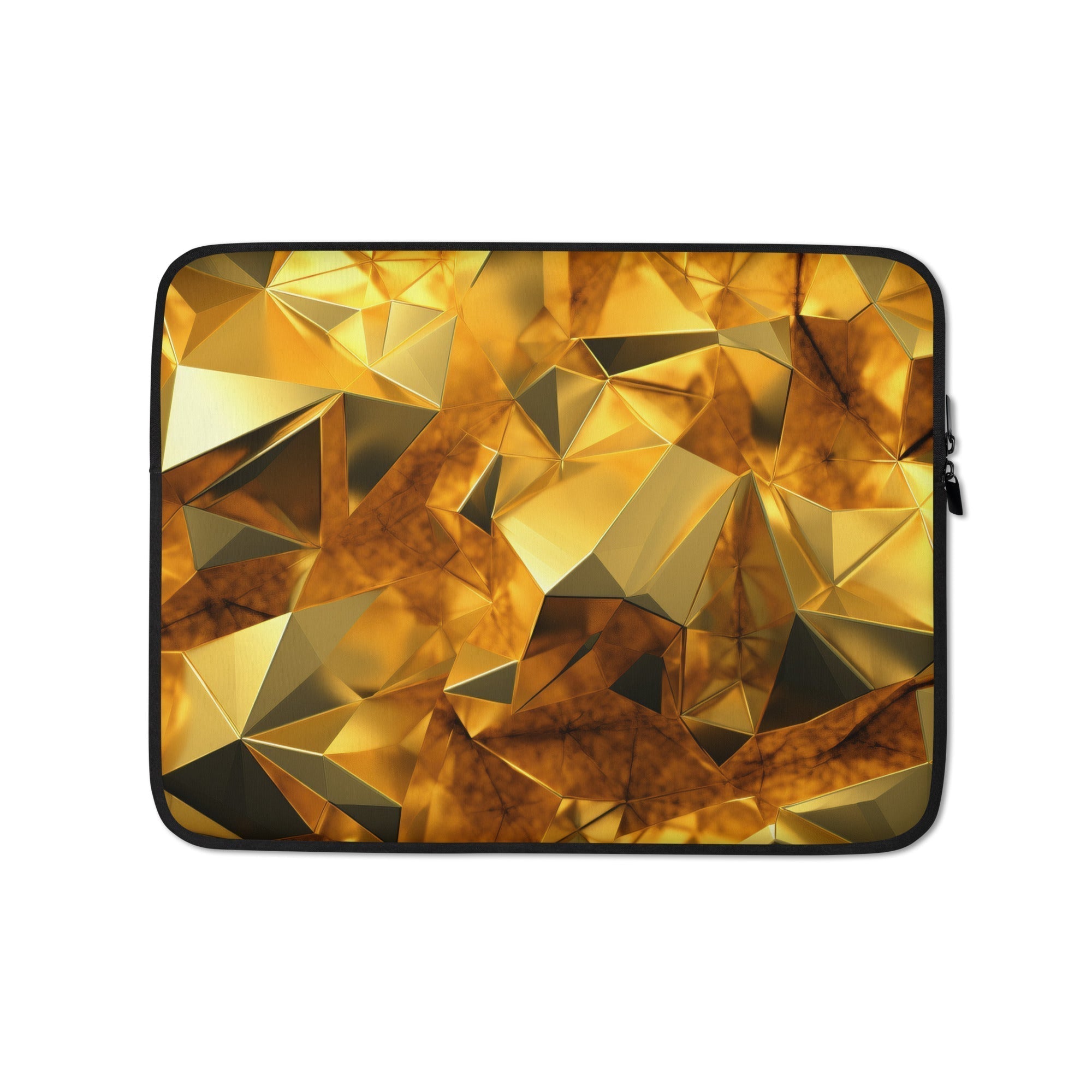 Golden Brushstrokes Laptop Sleeve by Visual Verse - Image 2