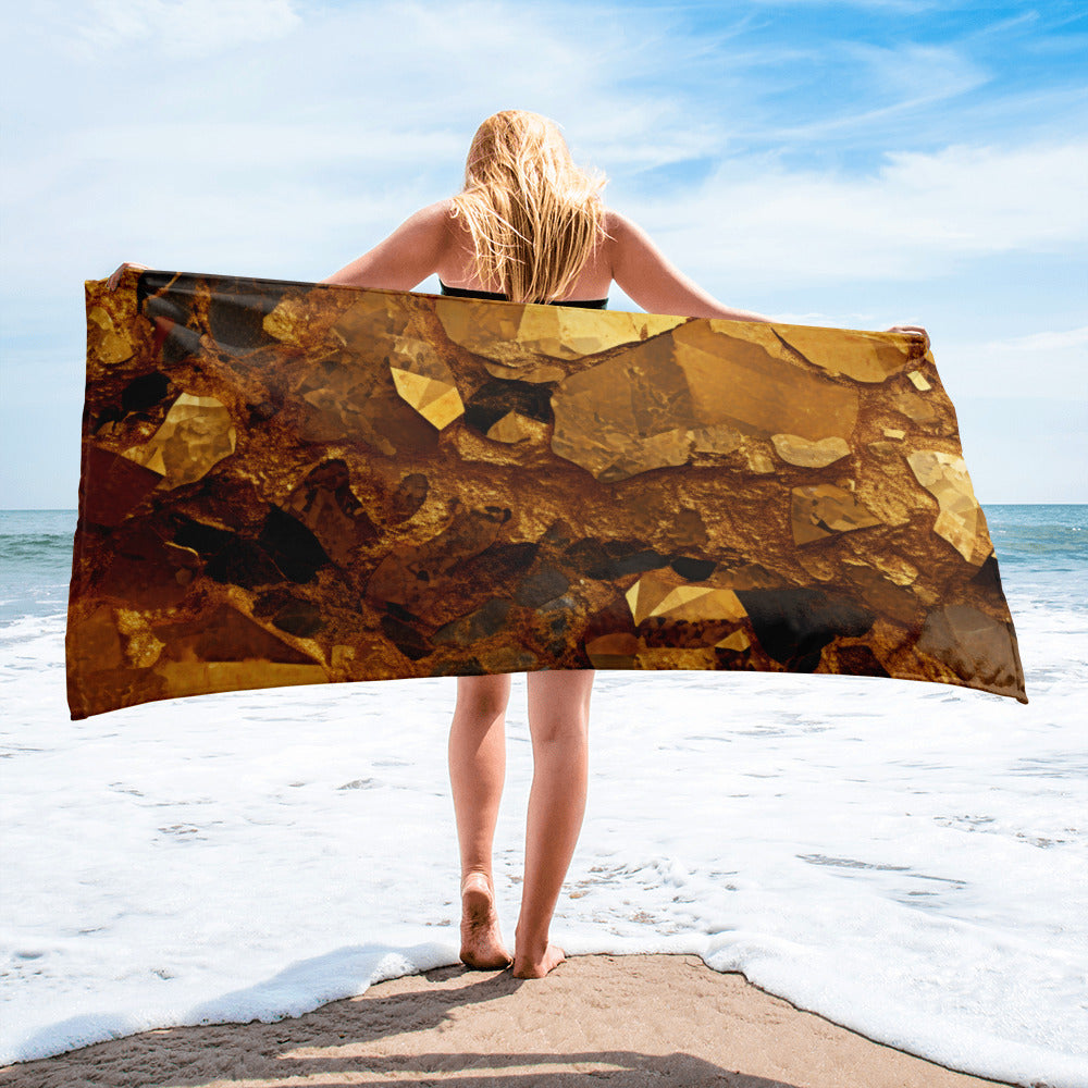 Golden Crystal Beach Towel by Visual Verse - Image 2