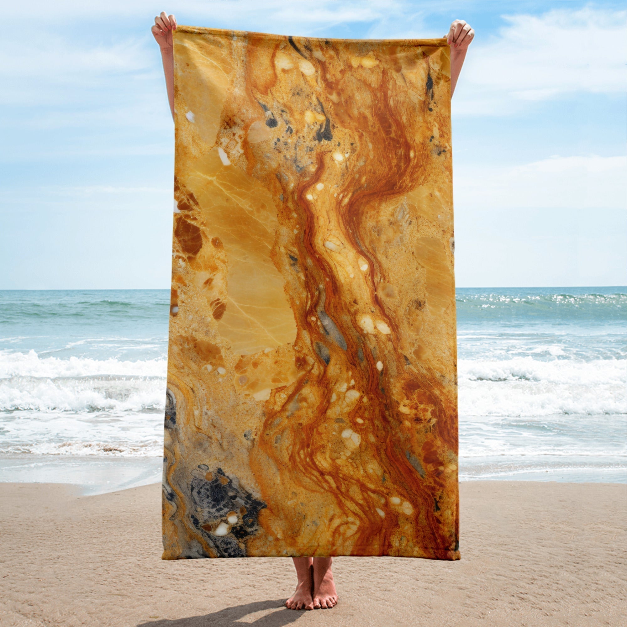 Golden Kashmir Beach Towel by Visual Verse - Image 1