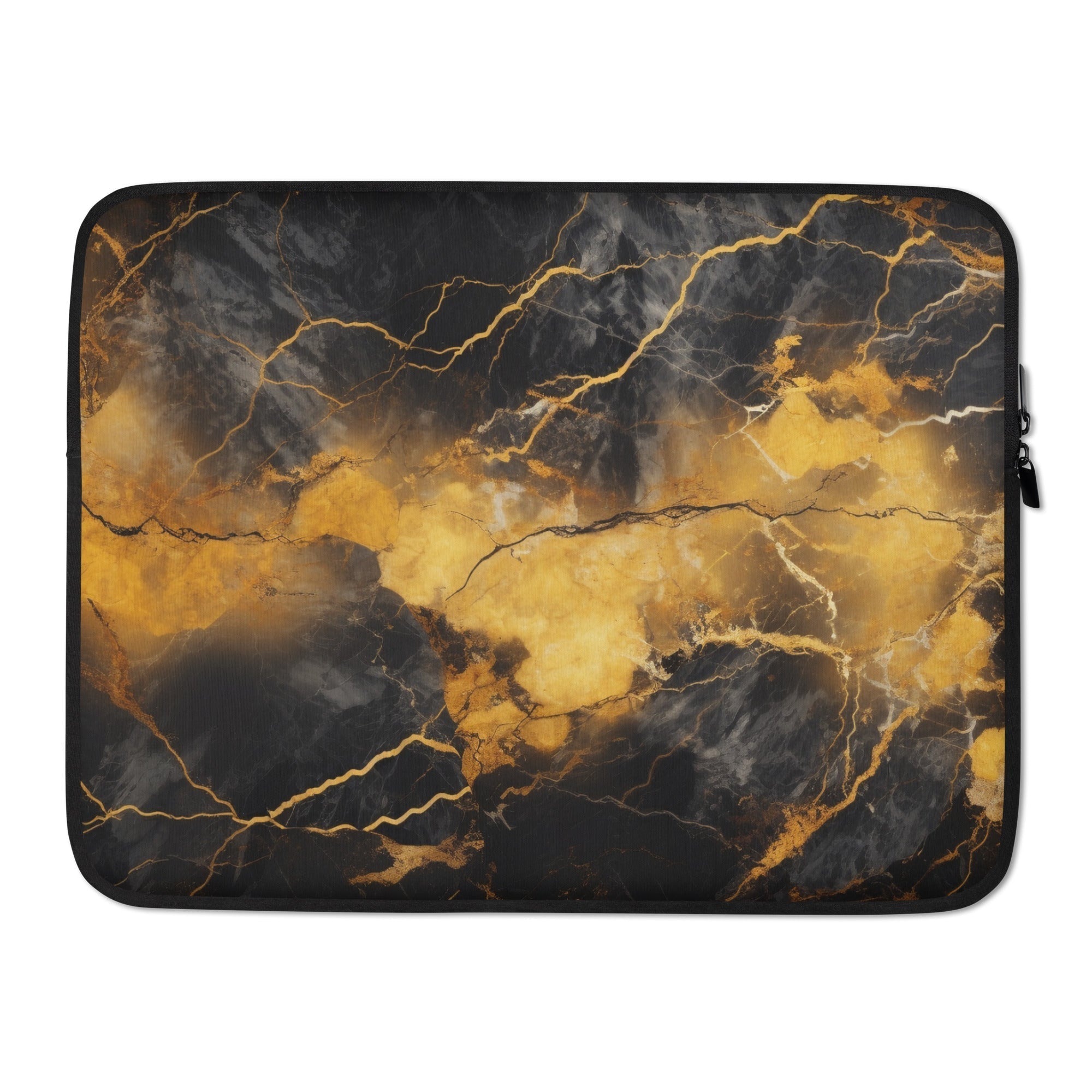 Golden Lightning Laptop Sleeve by Visual Verse - Image 1