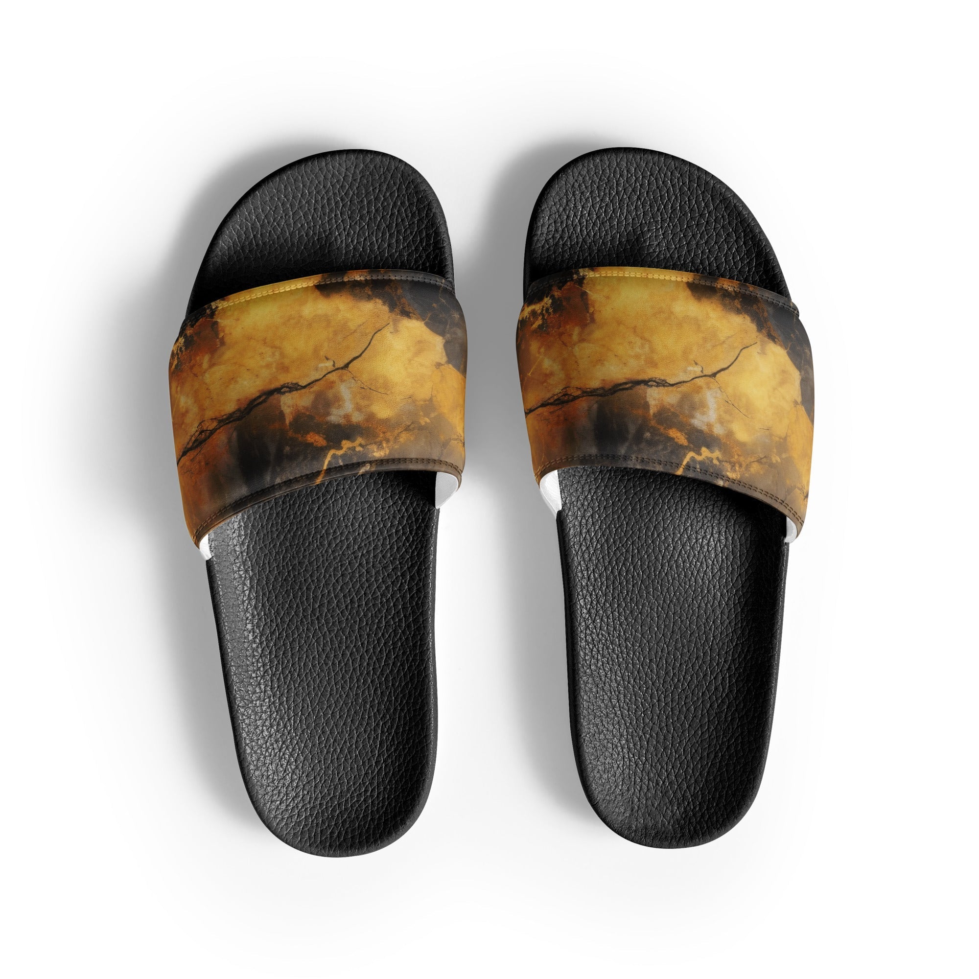 Golden Lightning Men's Slides by Visual Verse - Image 1