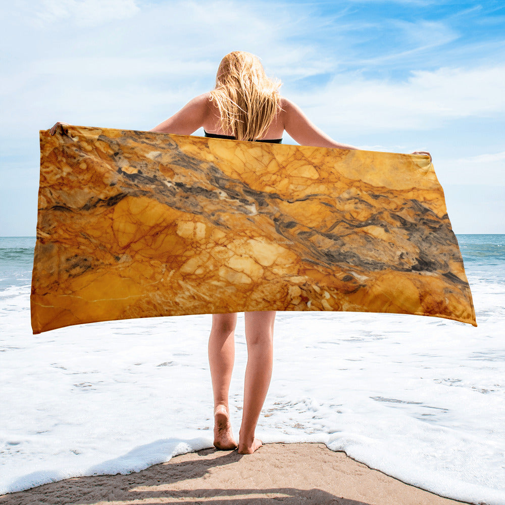 Golden Marble Beach Towel by Visual Verse - Image 2