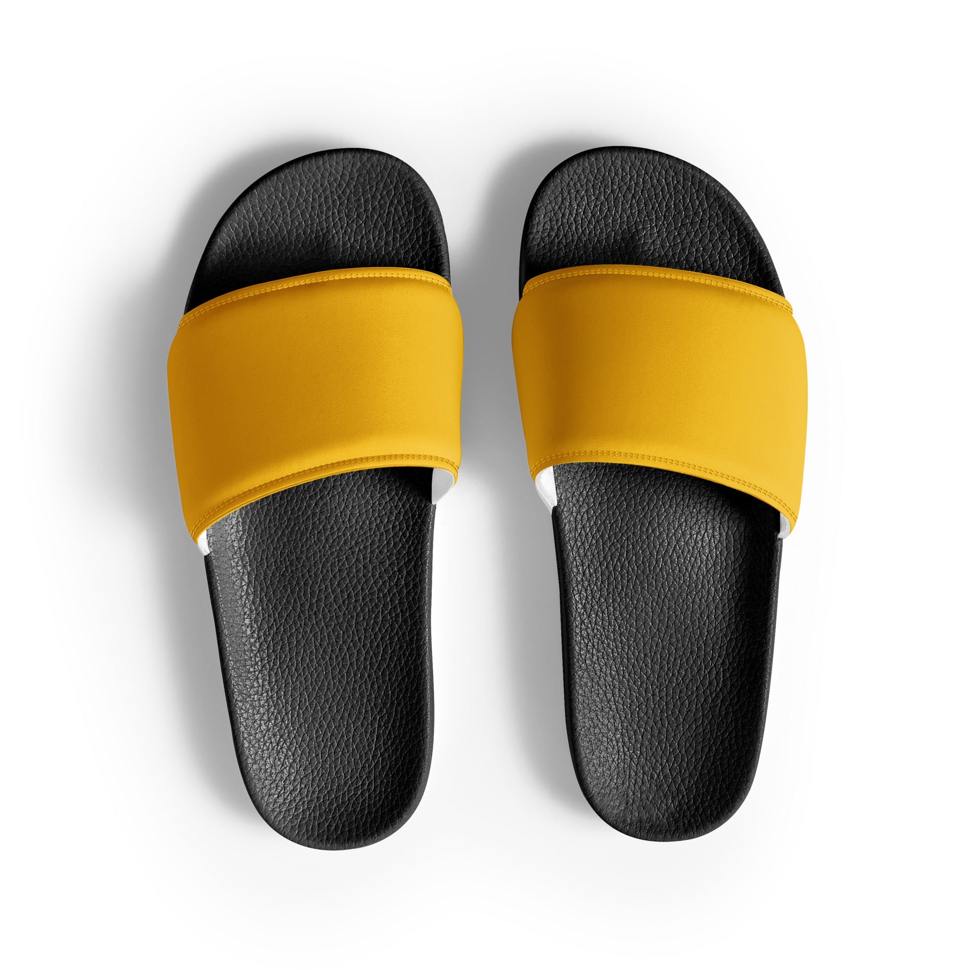 Golden Rod Color Men's Slides by Visual Verse - Image 1