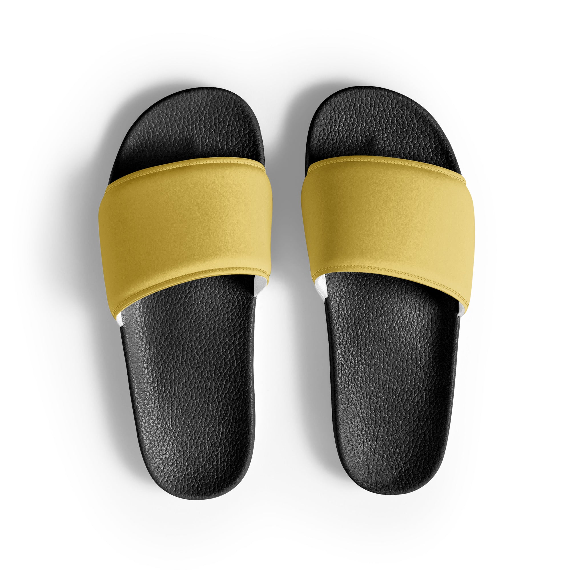 Golden Sand Color Men's Slides by Visual Verse - Image 1