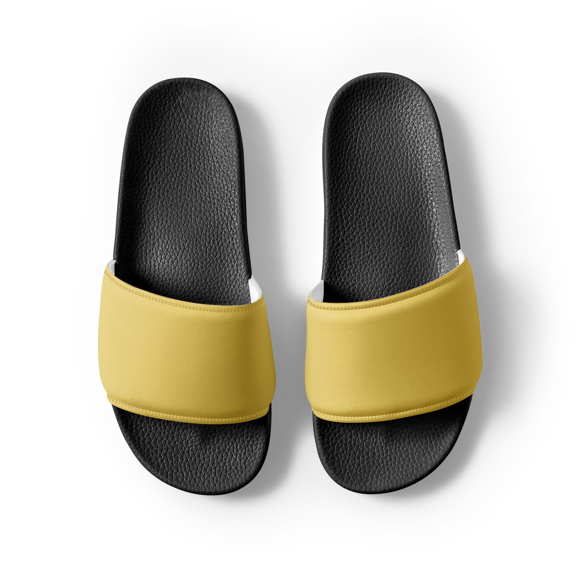 Golden Sand Color Men's Slides by Visual Verse - Image 2