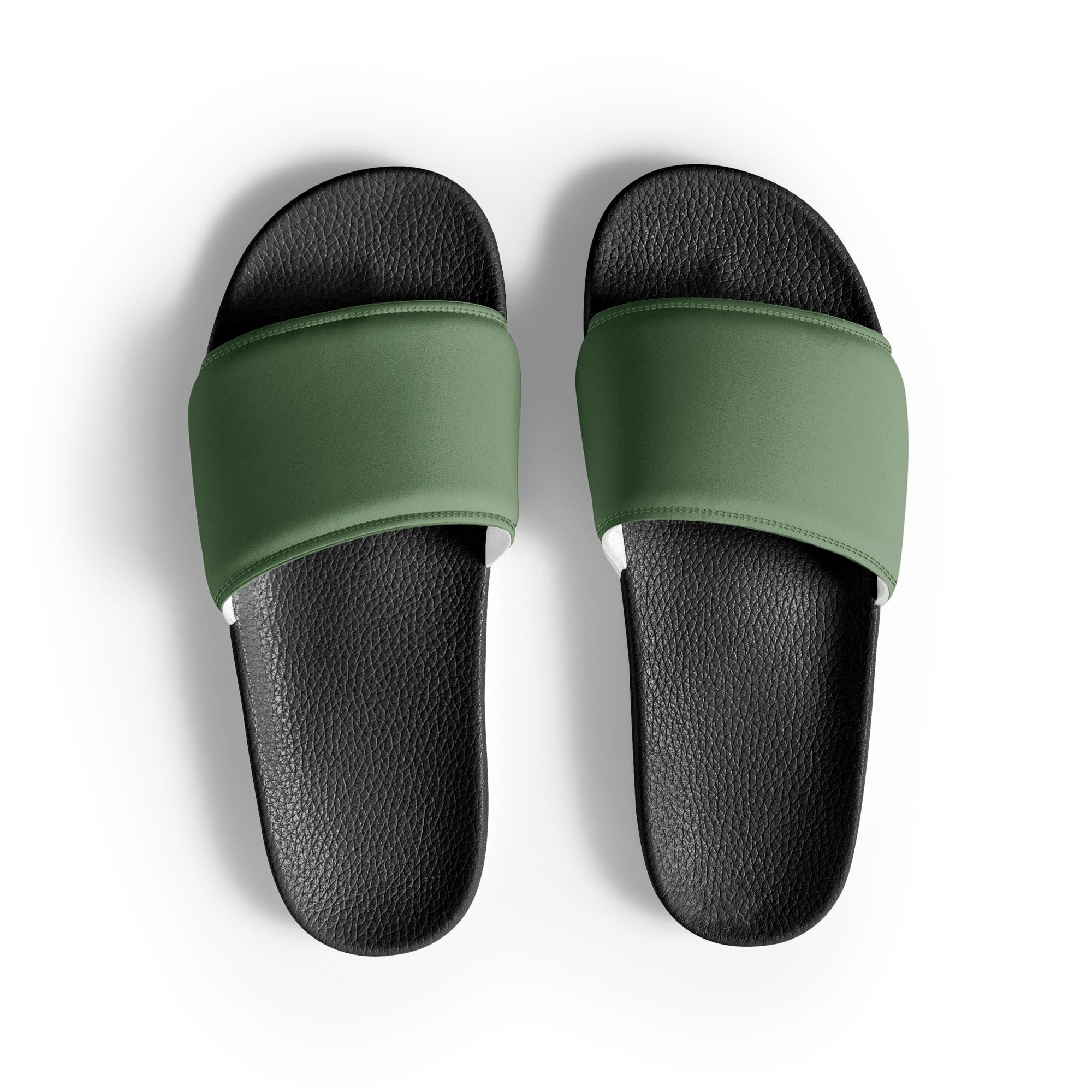 Green Gray Color Men's Slides by Visual Verse - Image 1