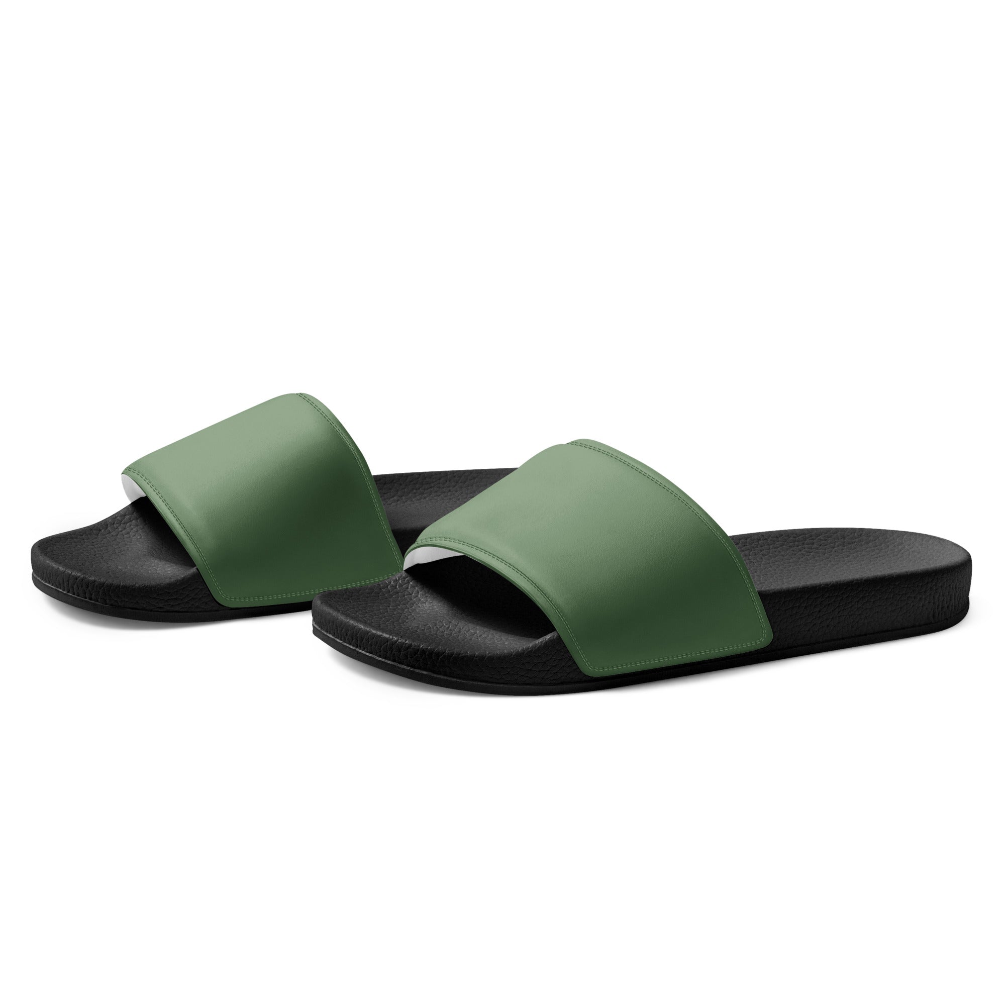 Green Gray Color Men's Slides by Visual Verse - Image 3