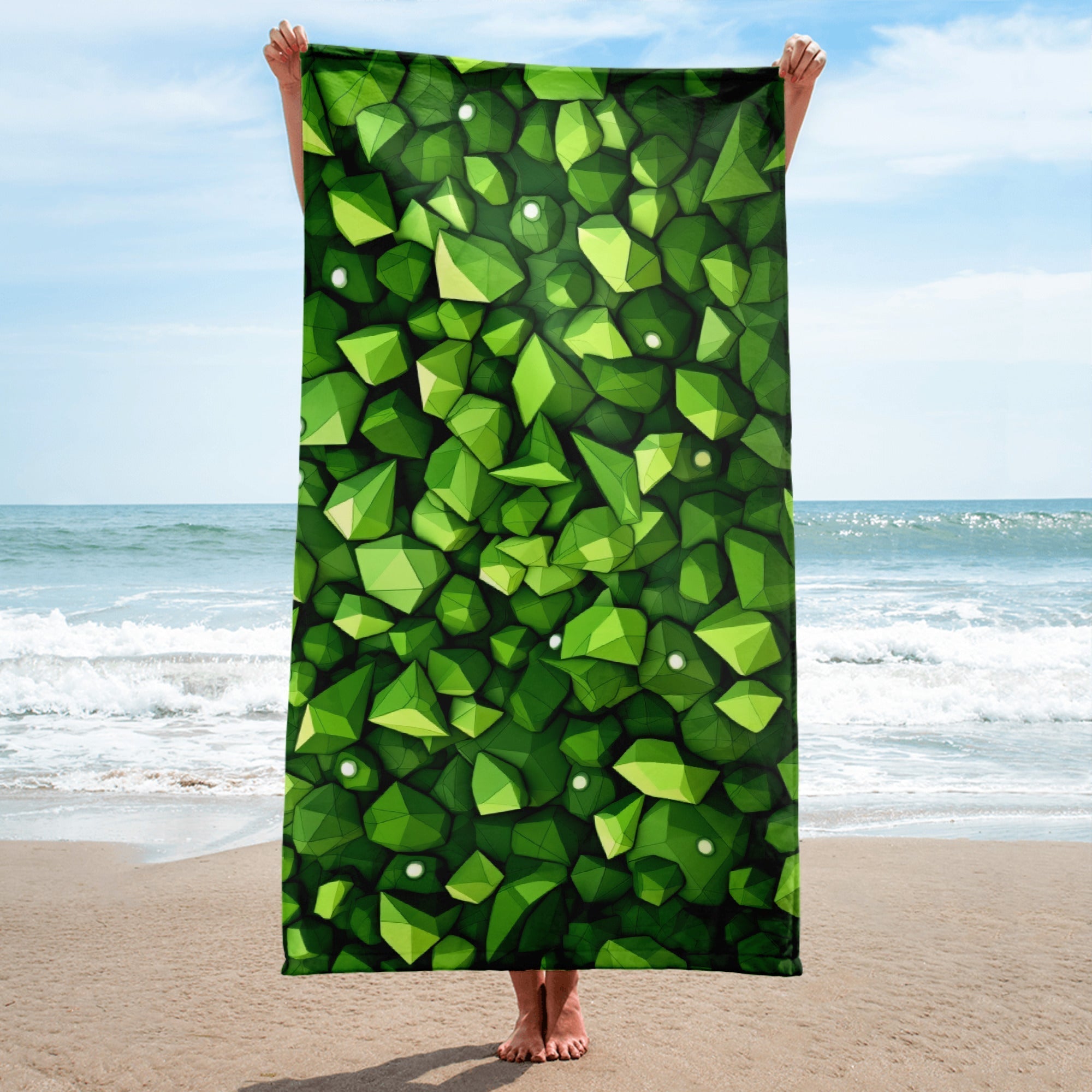 Green Rocks Beach Towel by Visual Verse - Image 1