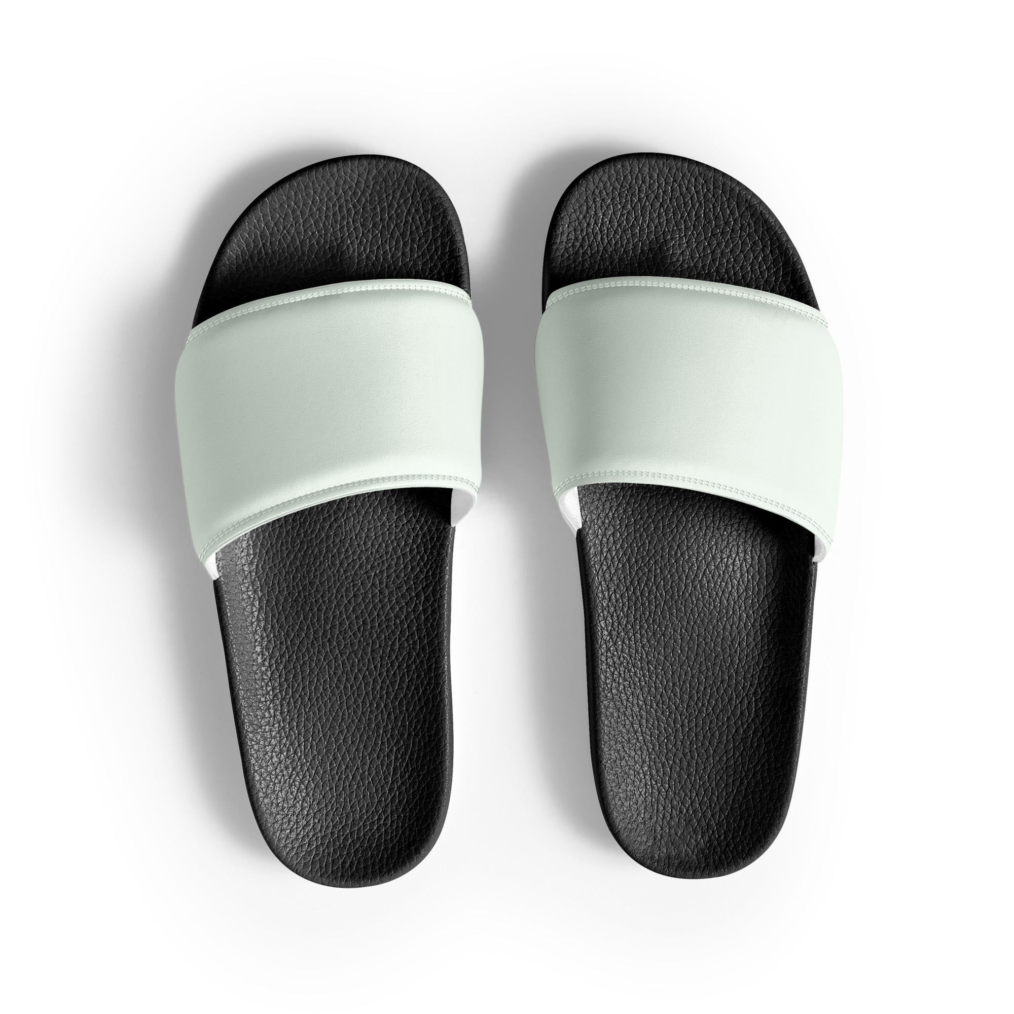 Greenish White Color Men's Slides by Visual Verse - Image 1