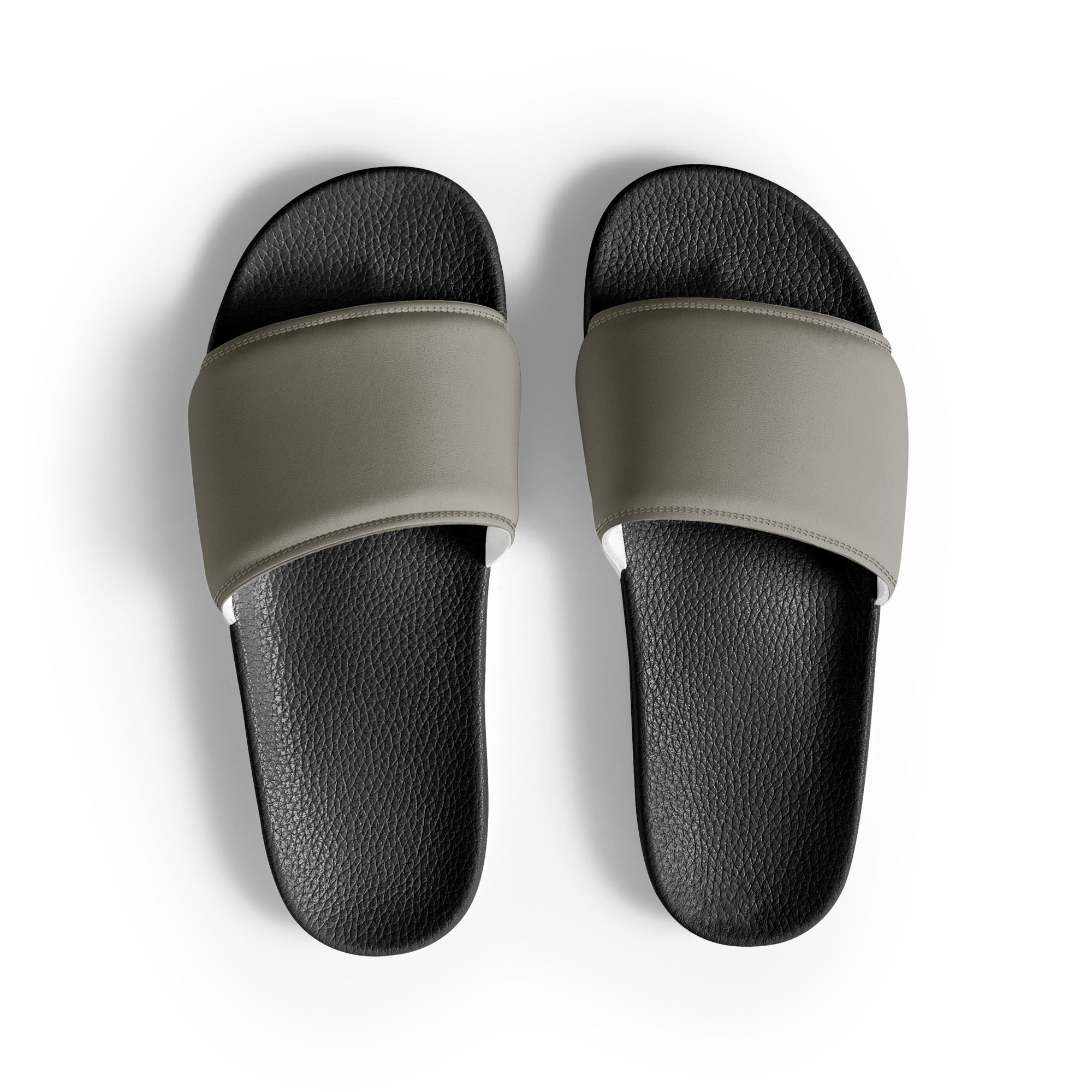 Half Taupe Gray Color Men's Slides by Visual Verse - Image 1