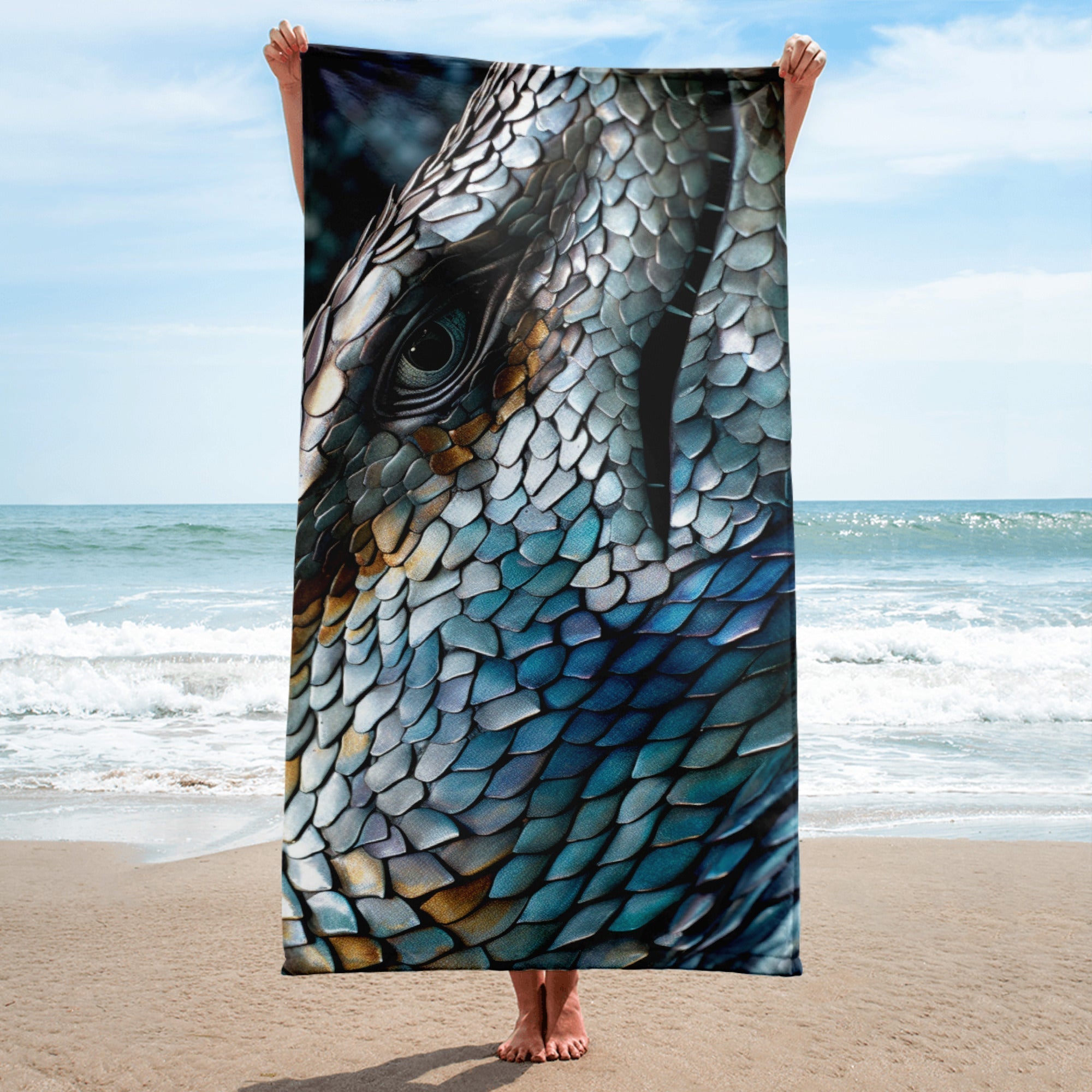 Hammerhead Shark Skin Beach Towel by Visual Verse - Image 1