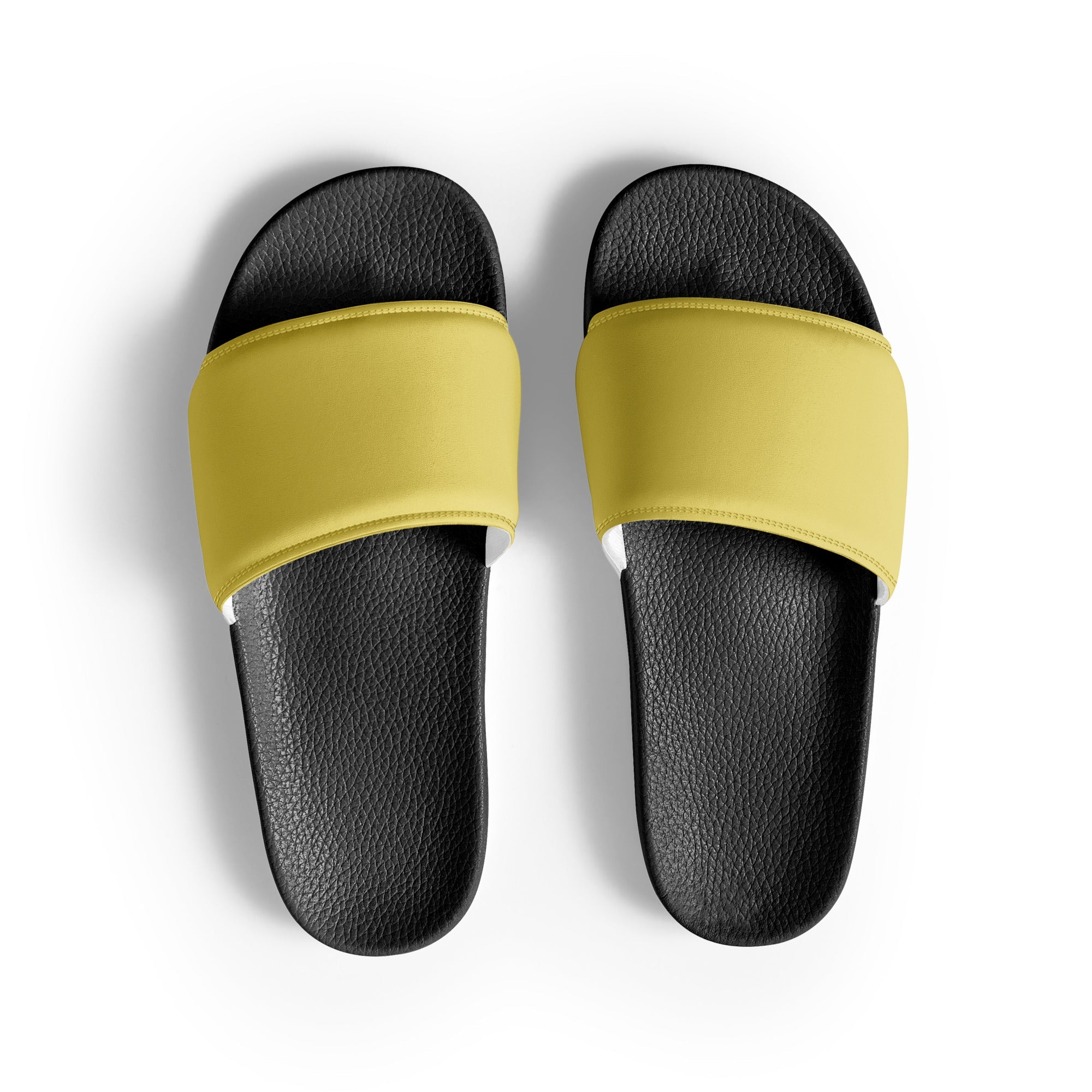 Hansa Yellow Color Men's Slides by Visual Verse - Image 1