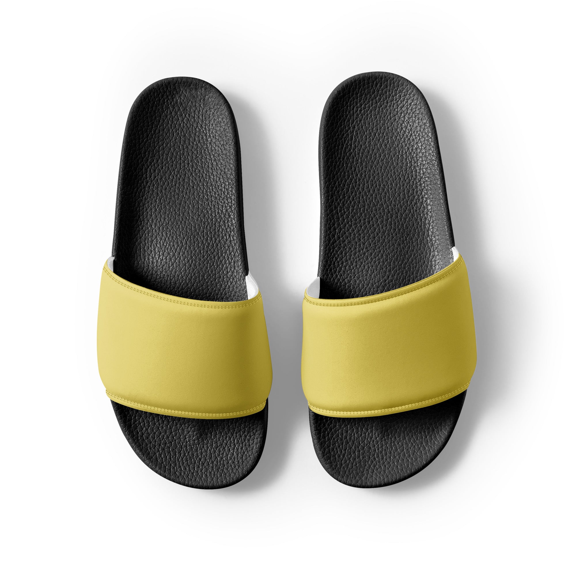 Hansa Yellow Color Men's Slides by Visual Verse - Image 2