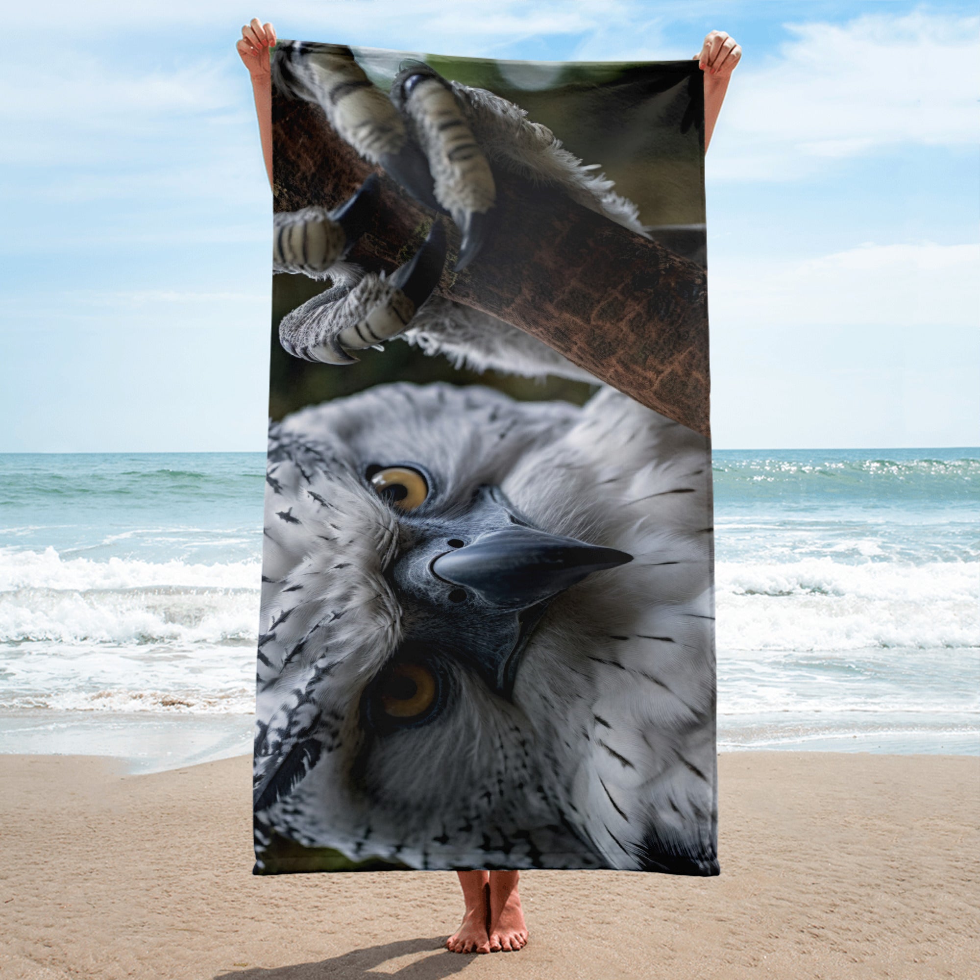 Harpy Eagle Talons Beach Towel by Visual Verse - Image 1