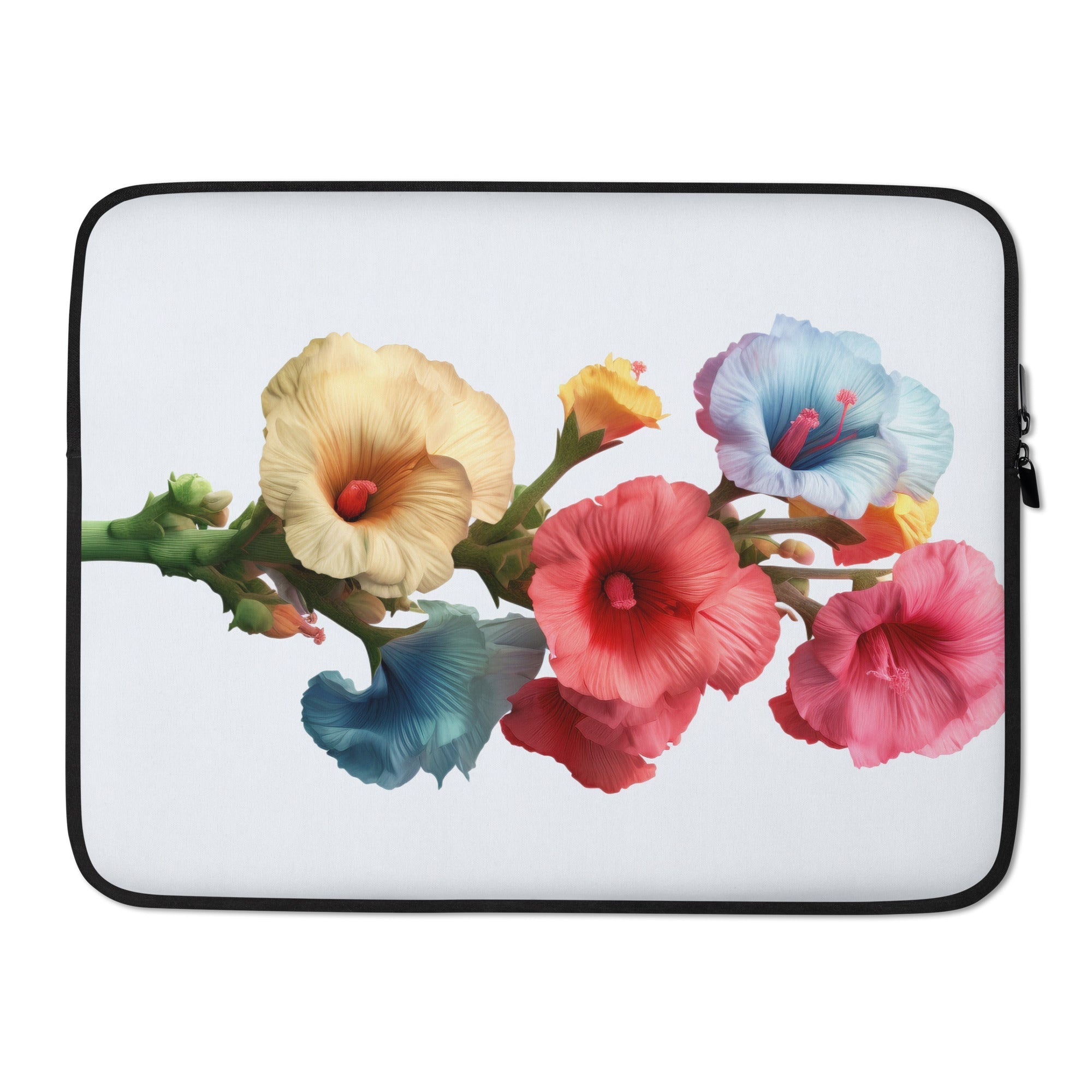 Hollyhock Flower Laptop Sleeve by Visual Verse - Image 1