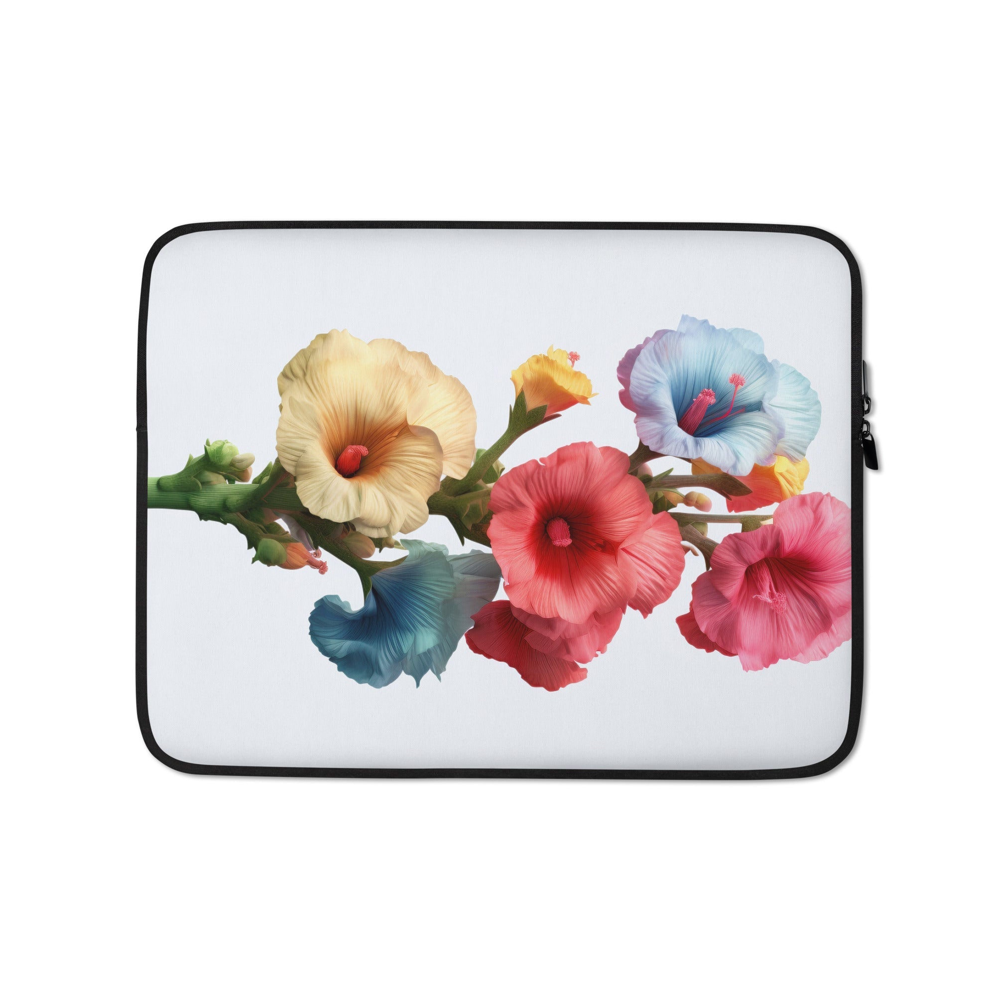 Hollyhock Flower Laptop Sleeve by Visual Verse - Image 2