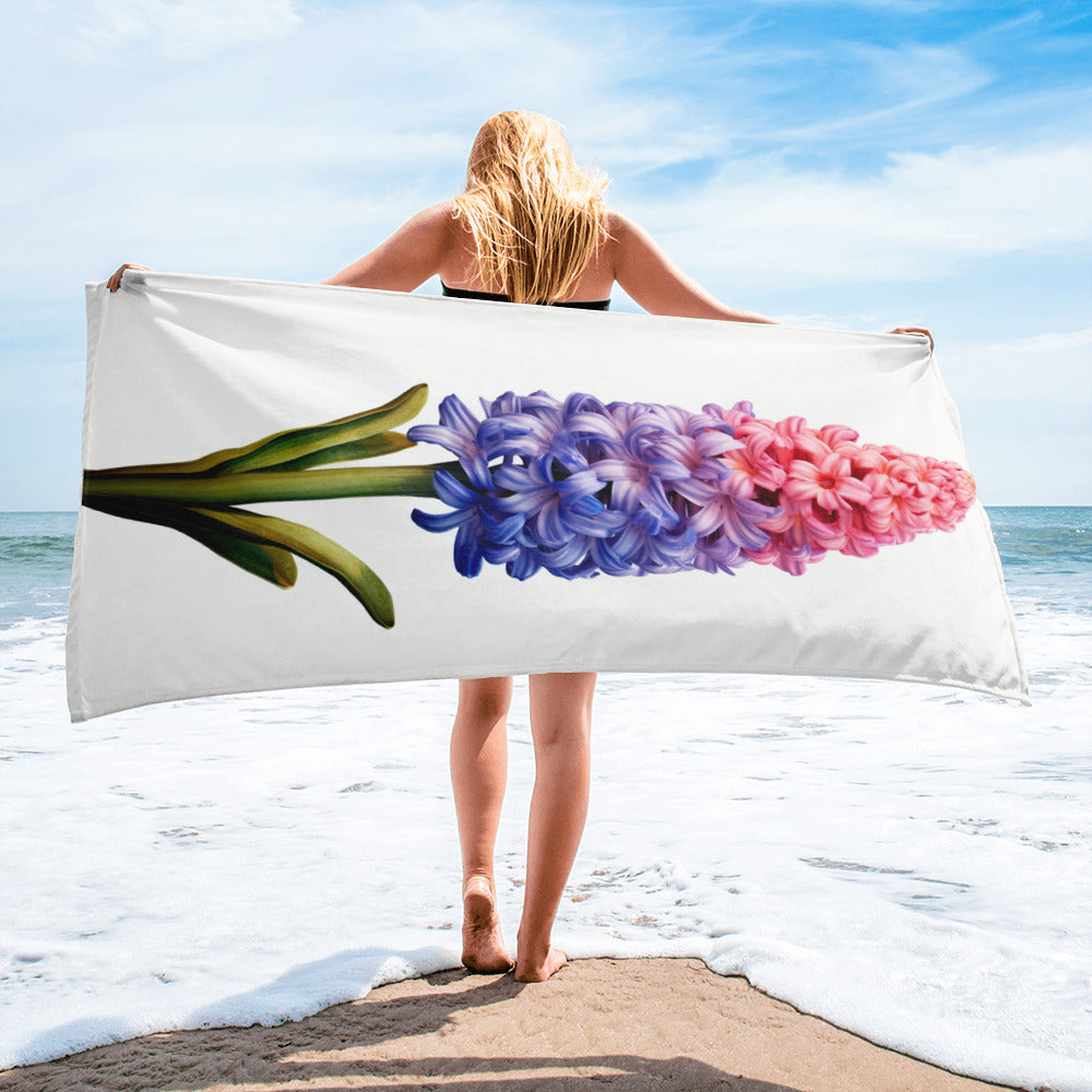 Hyacinth Flower Beach Towel by Visual Verse - Image 2